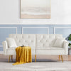 BEIGE Velvet Tufted Sofa Couch with 2 Pillows and Nailhead Trim