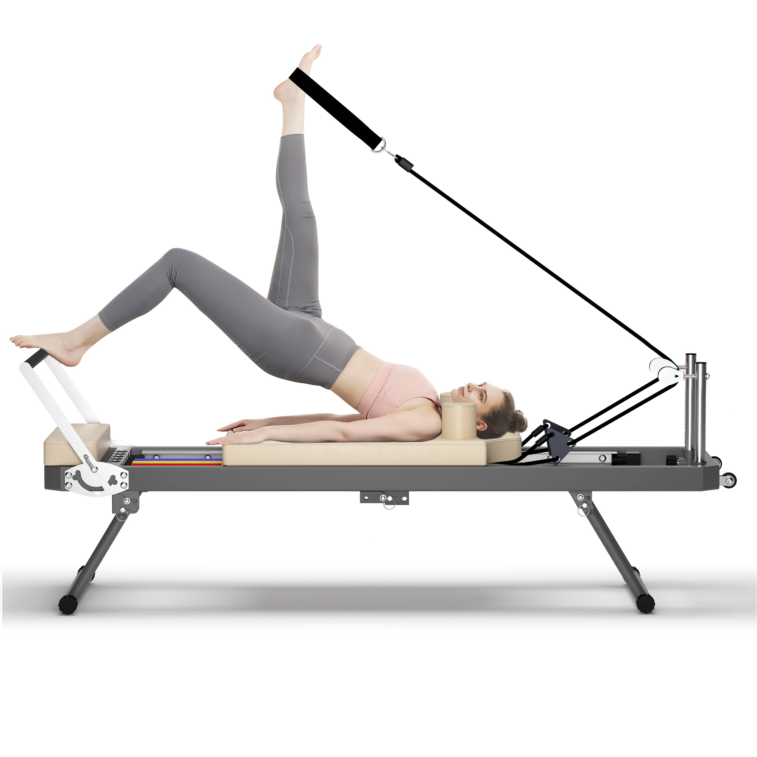 Pilates core bed, foldable home high quality, yoga studio with the same commercial fitness equipment, beige