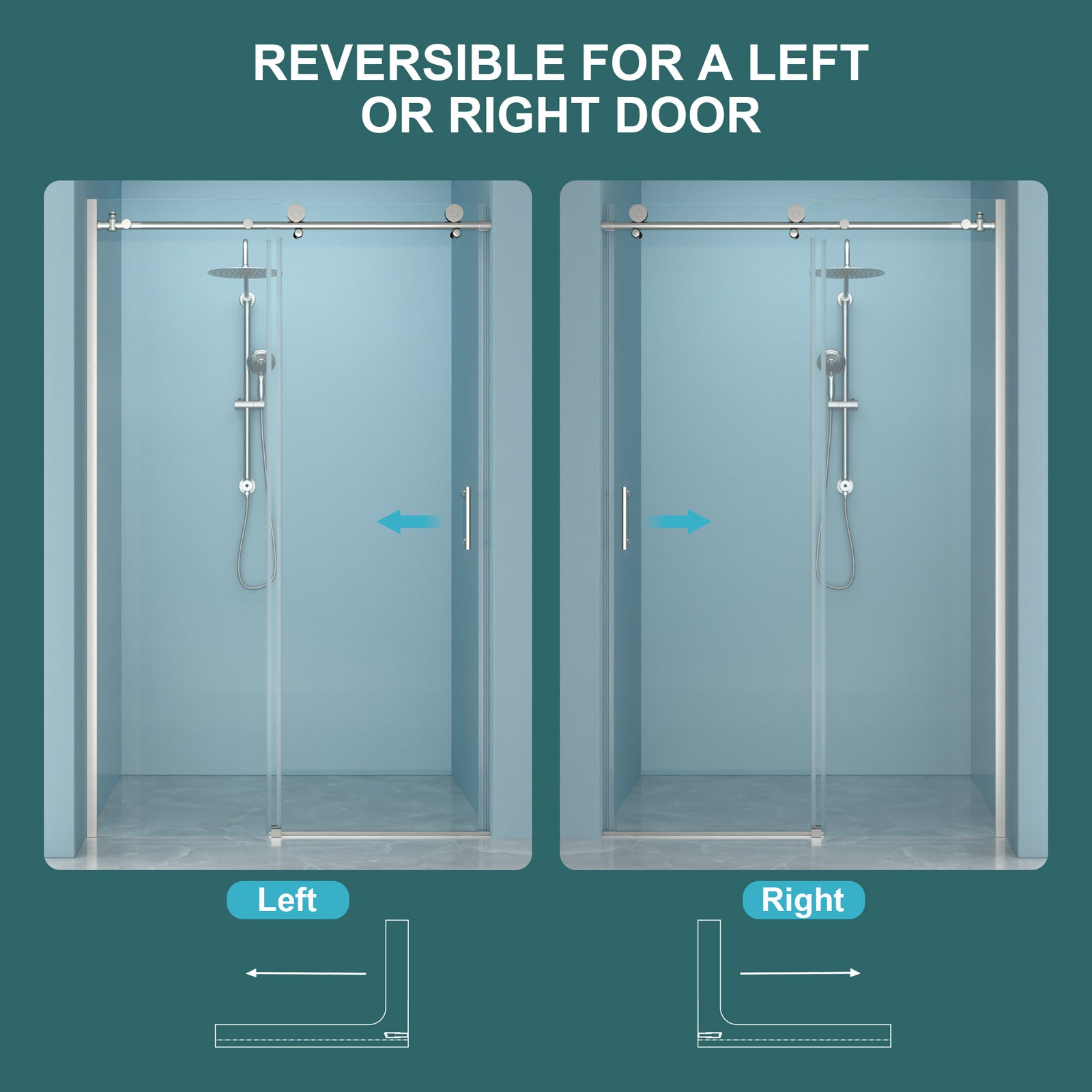Sliding bypass shower door 48 in. x 76 in. Brushed Silver hardware detail
