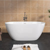 55" Acrylic Freestanding Bathtub Modern Stand Alone Soaking Bathtub with Overflow and Pop-up Drain Gloss White