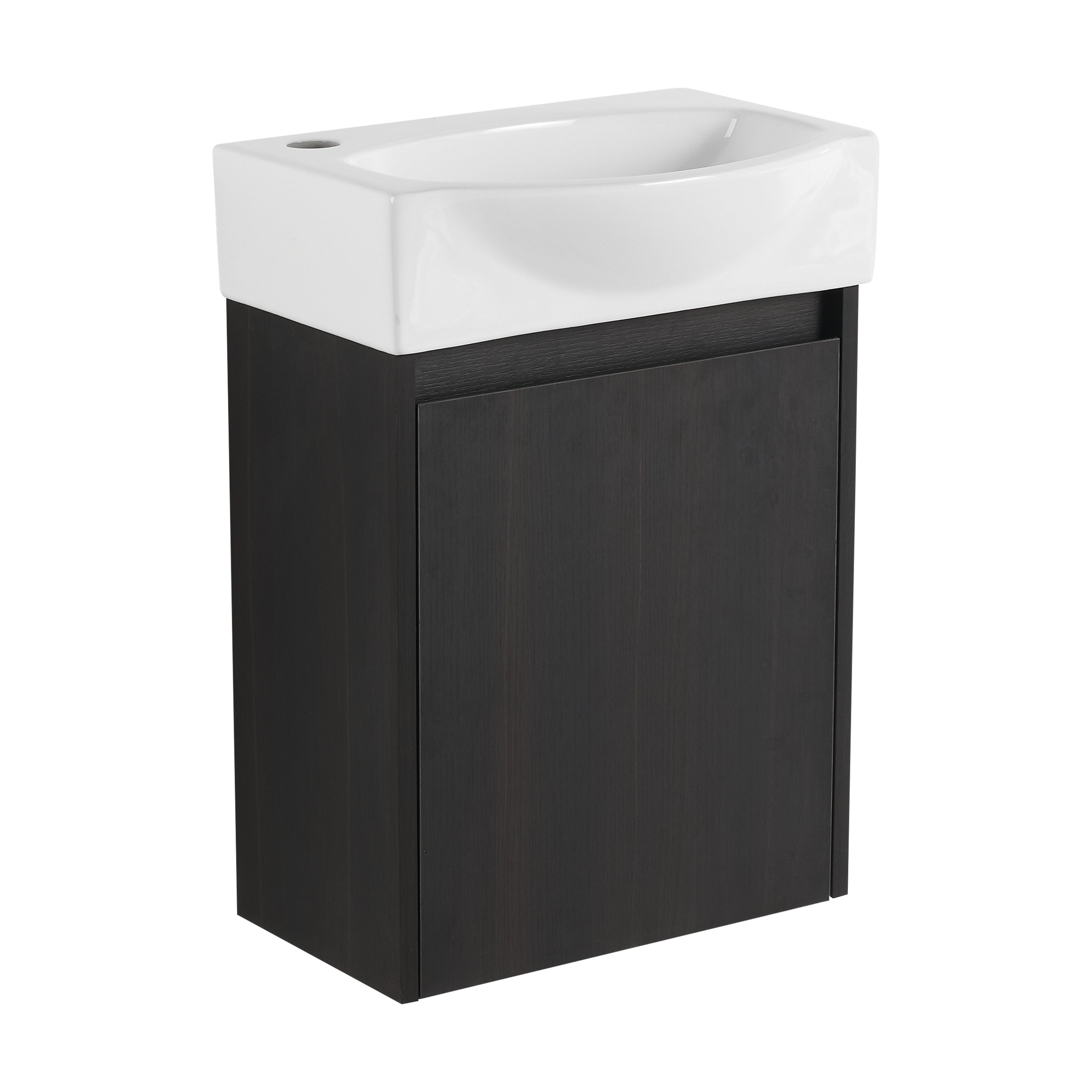 16 "Bathroom Vanity Sink Combo for Small Space, Modern Small Bathroom Vanity with Ceramic Sink, Small Bathroom Sink Cabinet Set ,Black