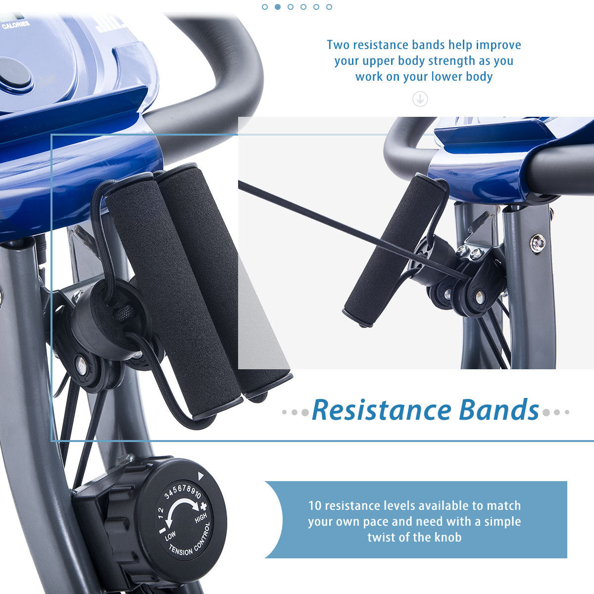 Folding Exercise Bike, Fitness Upright and Recumbent X-Bike with 16-Level Adjustable Resistance, Arm Bands and Backrest