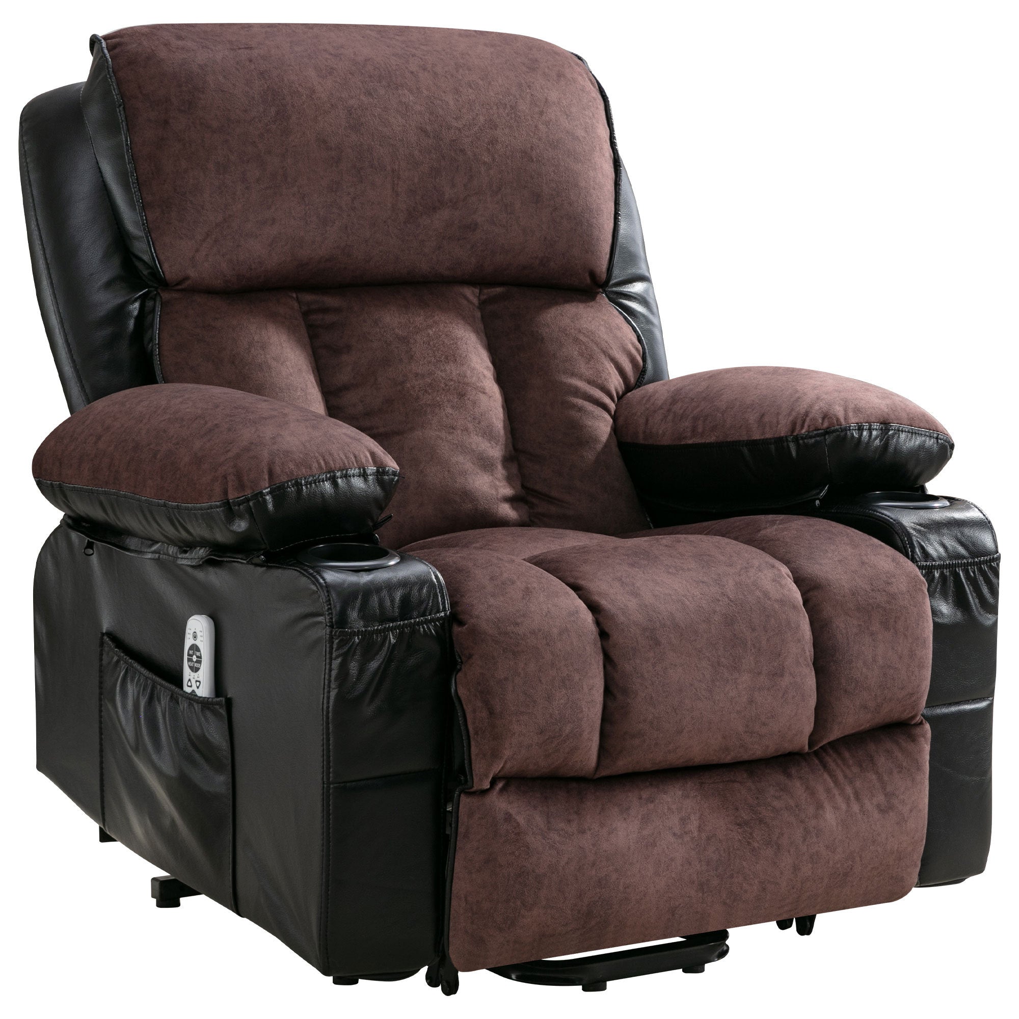 Power Electric massage lift lounge chair, suitable for the elderly, with heating and vibration functions,Fleece leather with USB, can be used for lying down. BLACK BROWN A+B box