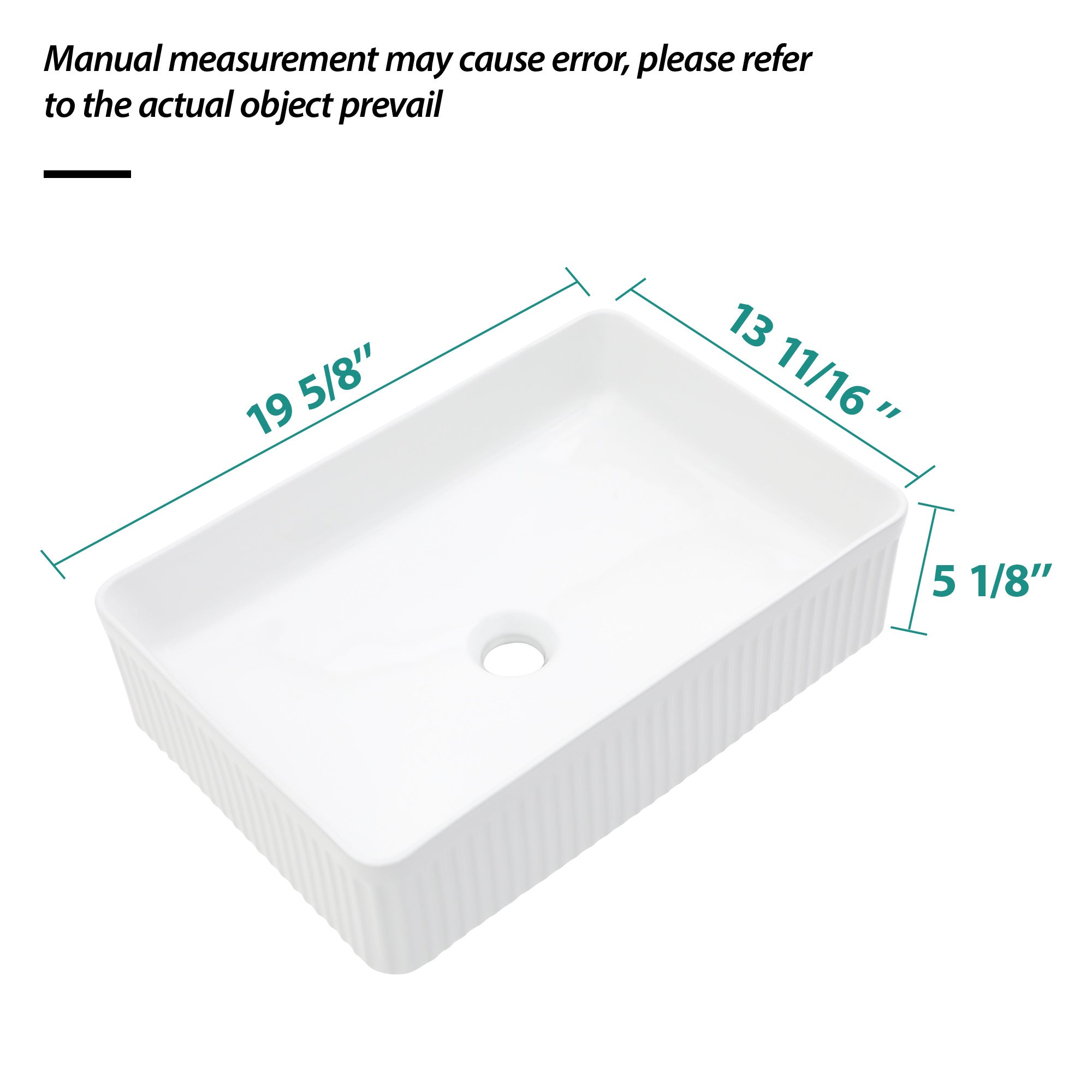19.63"x13.69" White Ceramic Rectangular Vessel Bathroom Sink