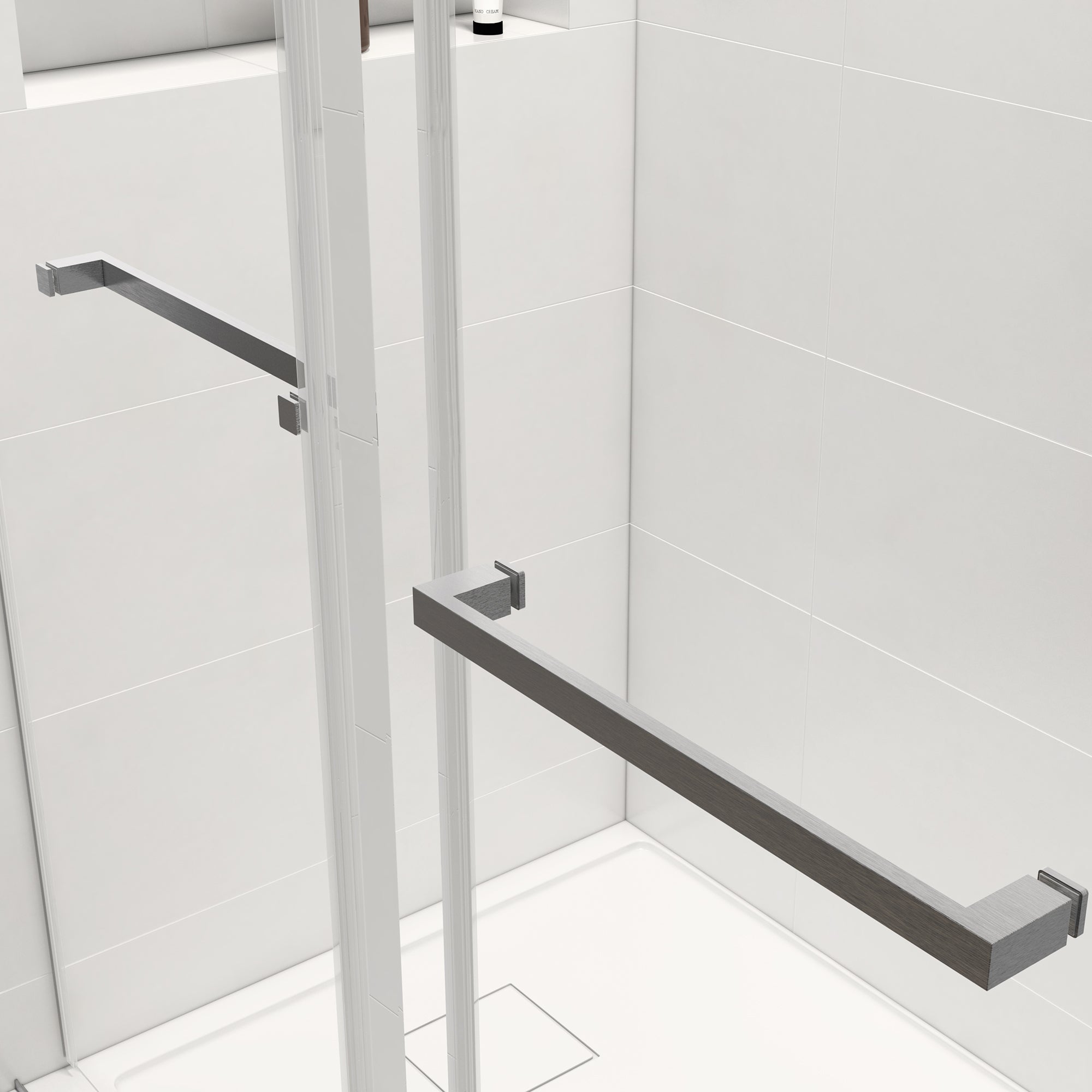 60"W x 76"H Double Sliding Frameless Shower Door Brushed Nickel Without Buffer