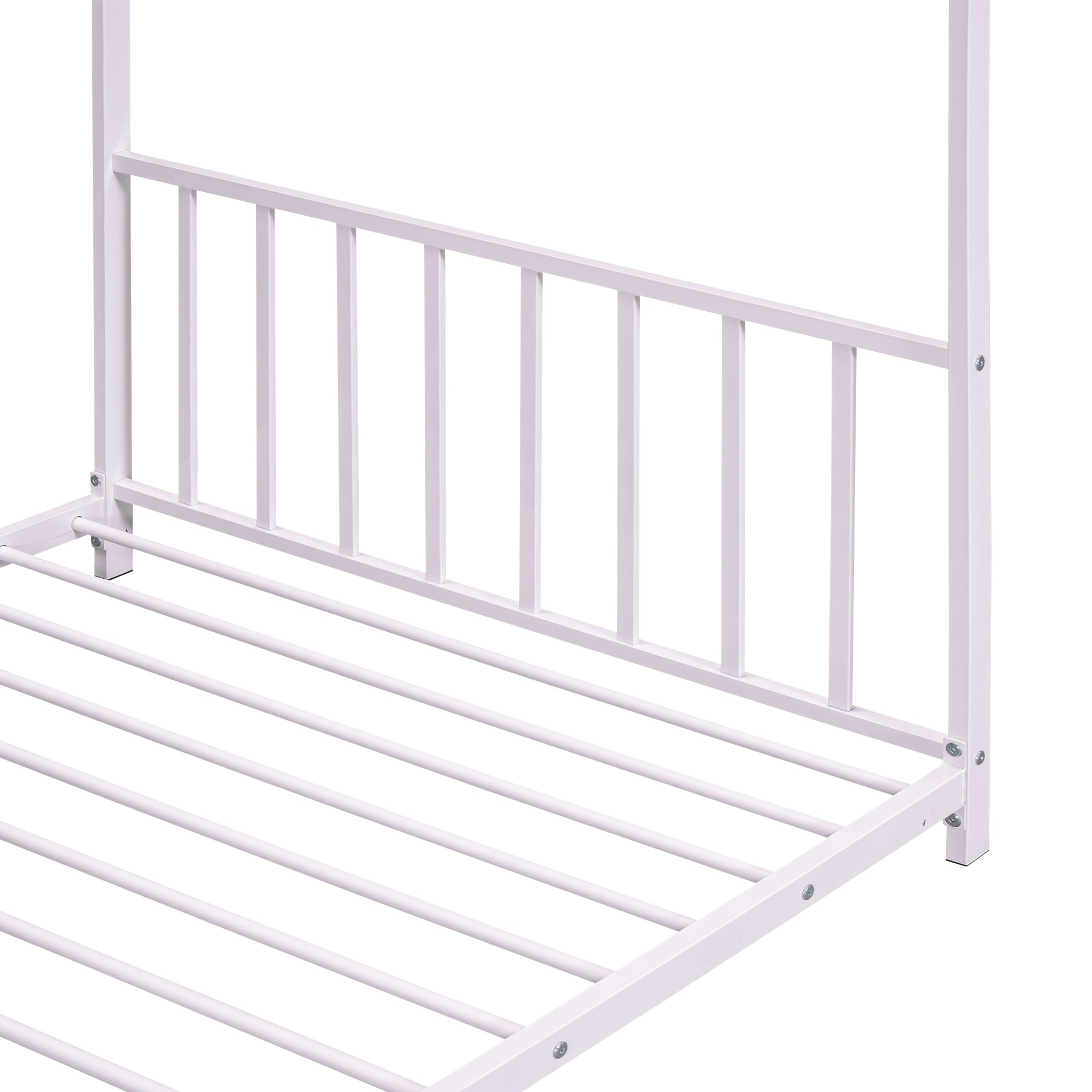 Twin Size Metal House Platform Bed, Pink