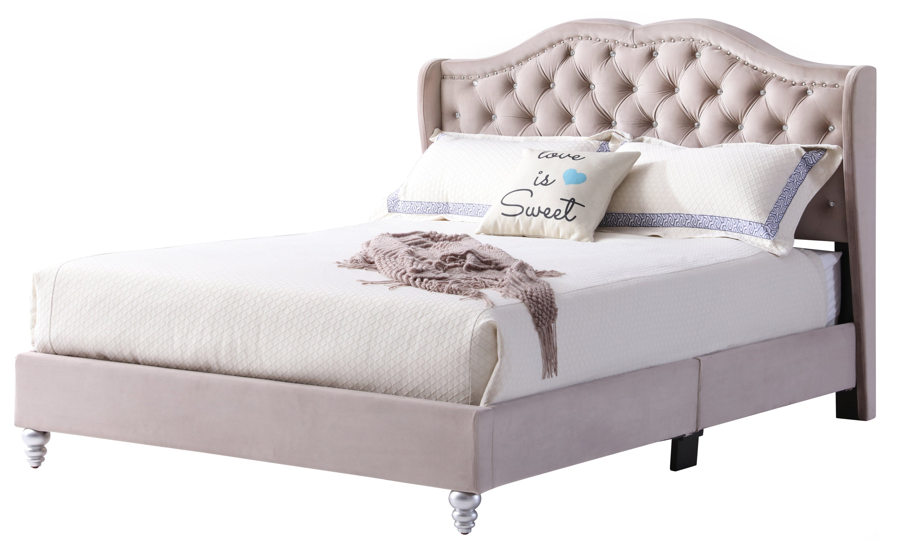 Elegant Transitional Queen Upholstered Bed