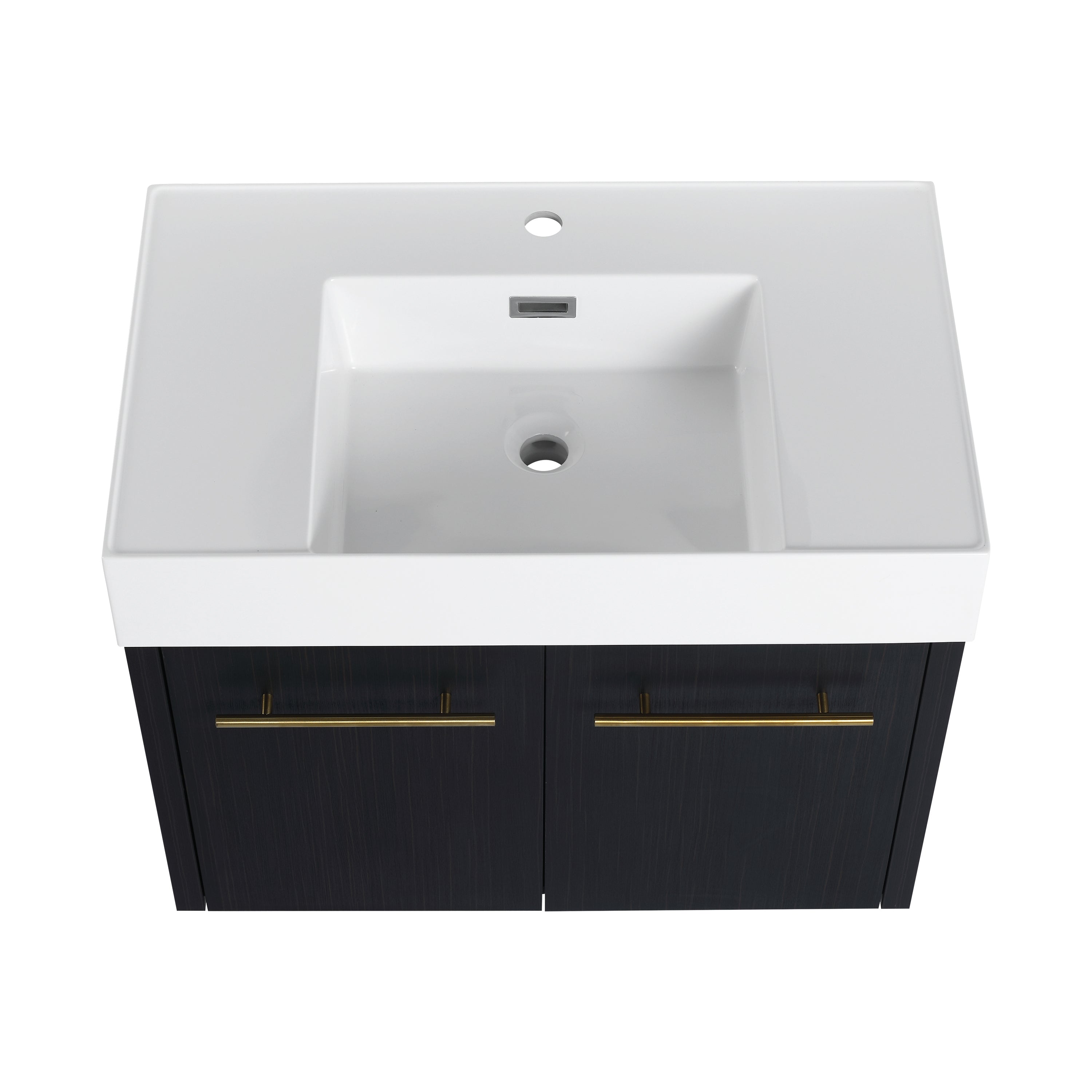 30 Inch Wall-Mounted Bathroom Vanity with Sink, Thick Edged Resin Basin, KD-Package