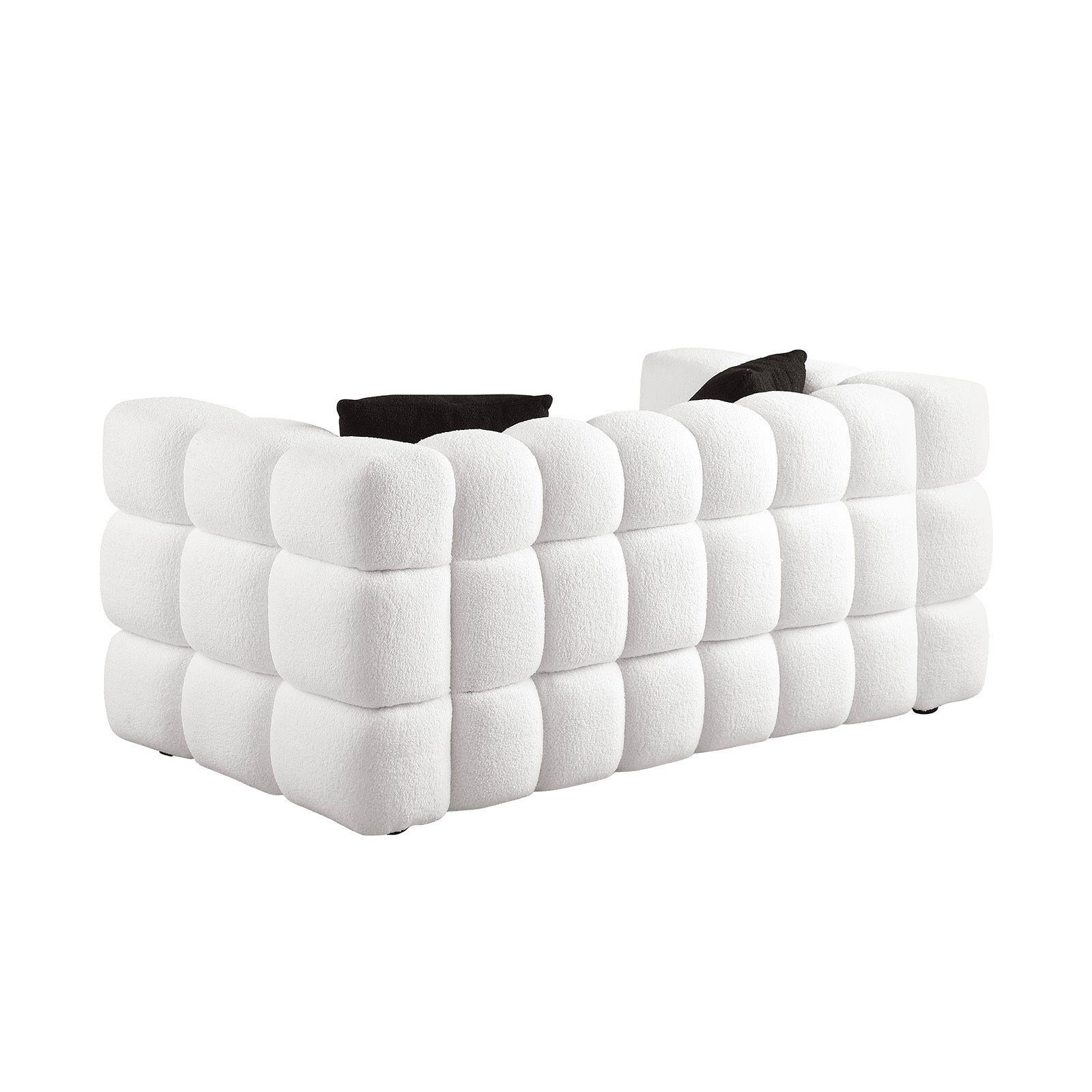 62.2length ,35.83" deepth ,human body structure for USA people,  marshmallow sofa,boucle sofa ,White color, 2  seater