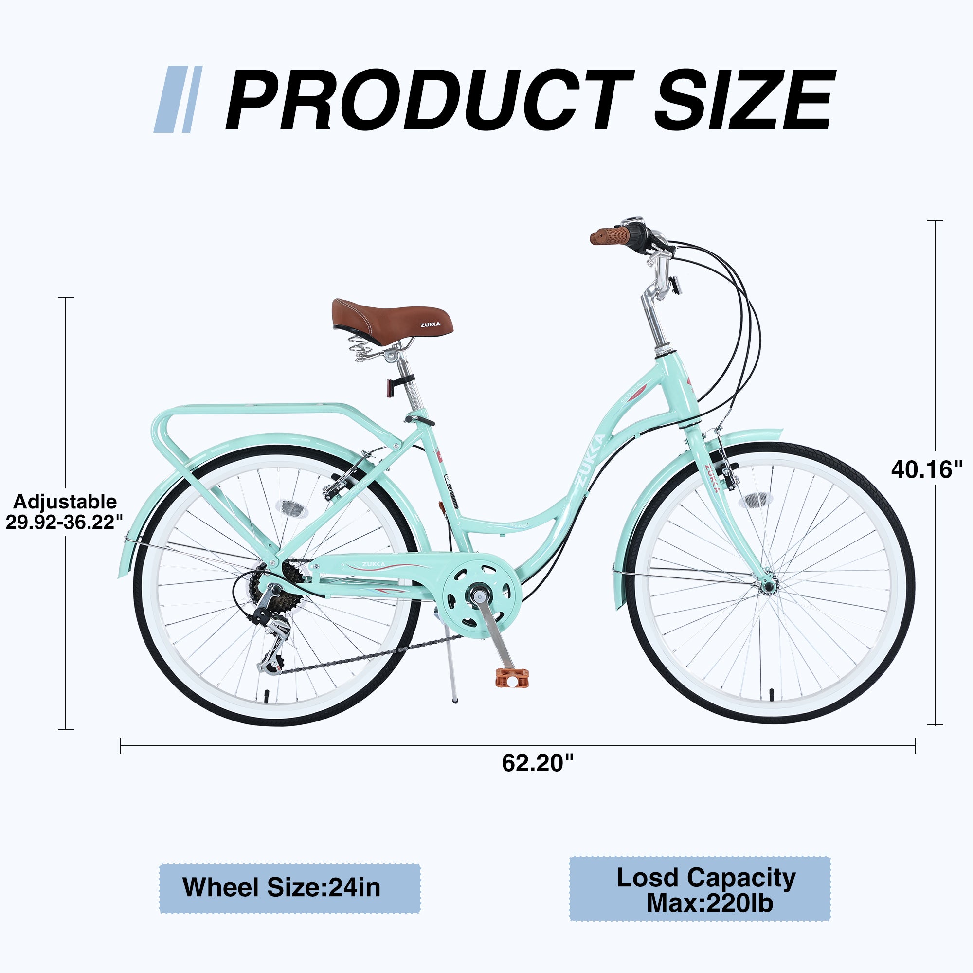 7 Speed, Steel Frame, Multiple Colors 24 Inch Ladies Bicycle