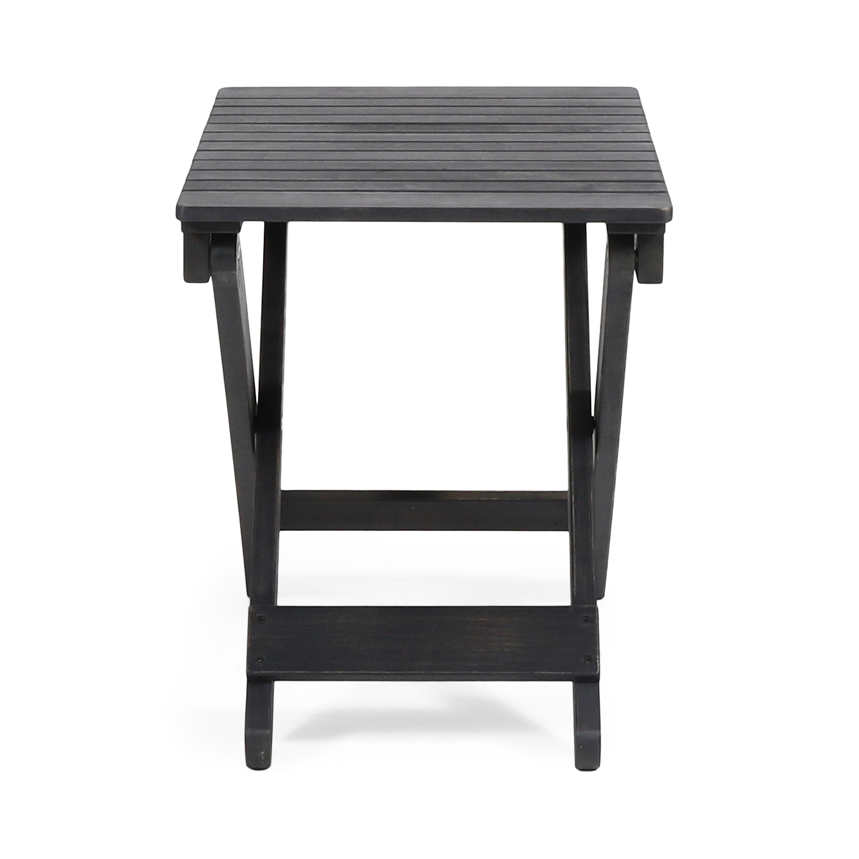 Outdoor Folding Wooden Side Table, Dark Gray, 15"D x 22.75"W x 18.25"H