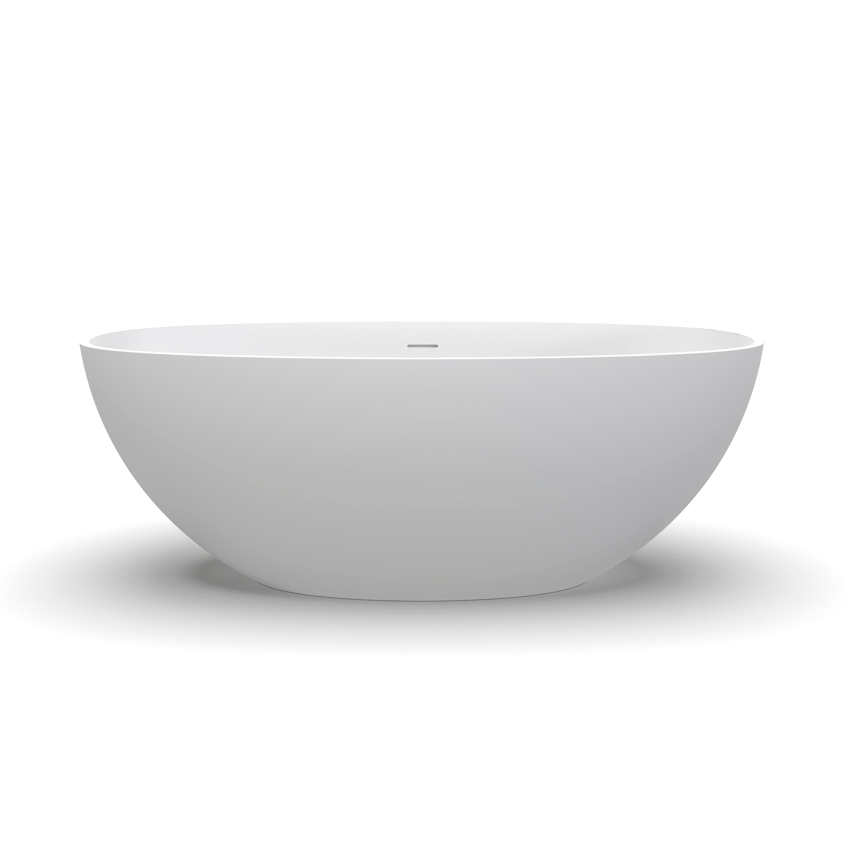 Freestanding solid surface bathtub, interior basin detail view