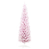 HOMCOM 6' Snow Flocked Artificial Pencil Christmas Tree, Slim Xmas Tree with Realistic Branches and Plastic Base Stand for Indoor Decoration, Pink