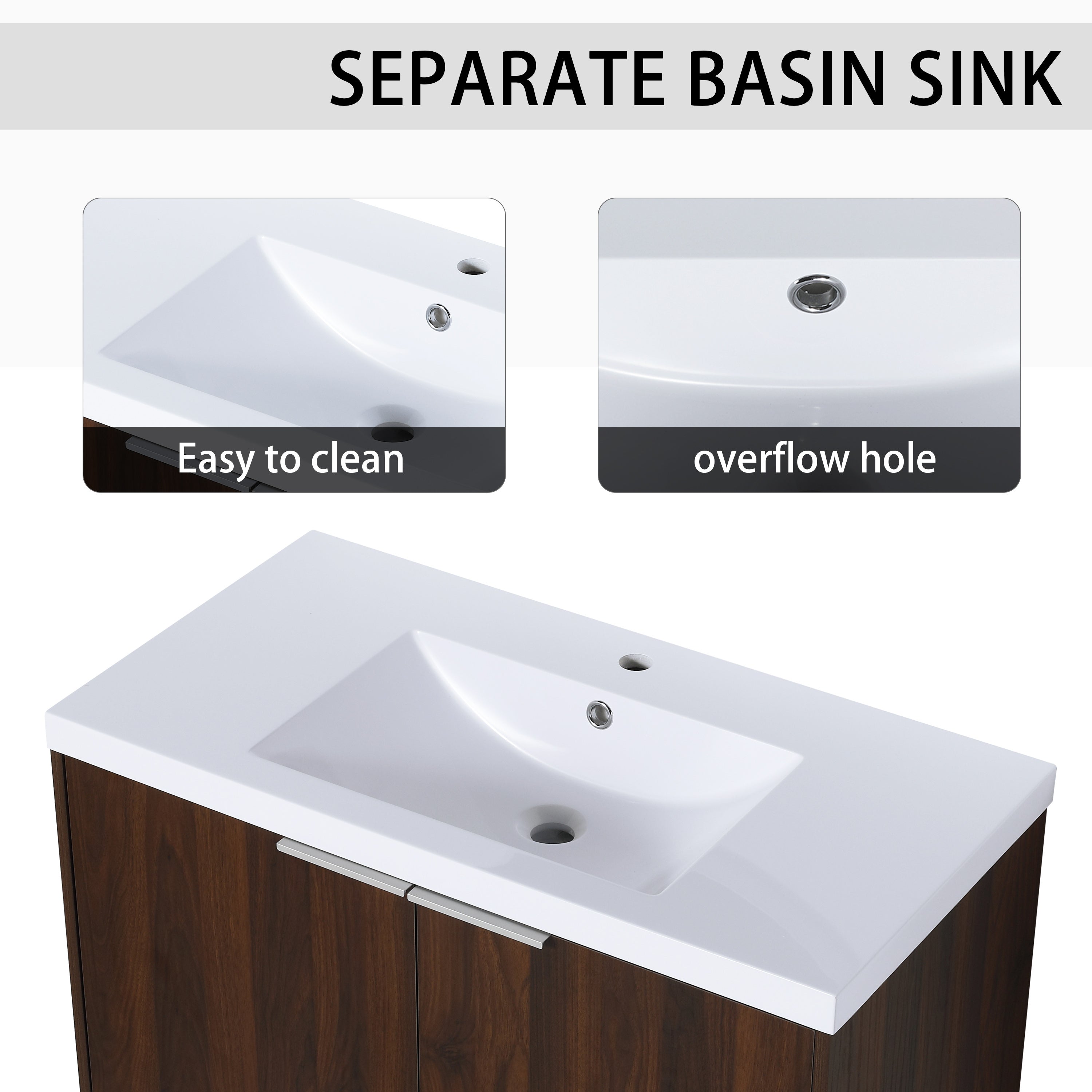 Modern Design 36 Inch Float Mounting Bathroom Vanity With Sink Soft Close Door,2 Doors-00636CAW(KD-Packing)