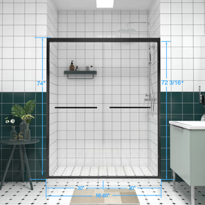 56-60 x 74 in Bypass Sliding Shower Door - 56-60 x 74 in / Matte Black view 2