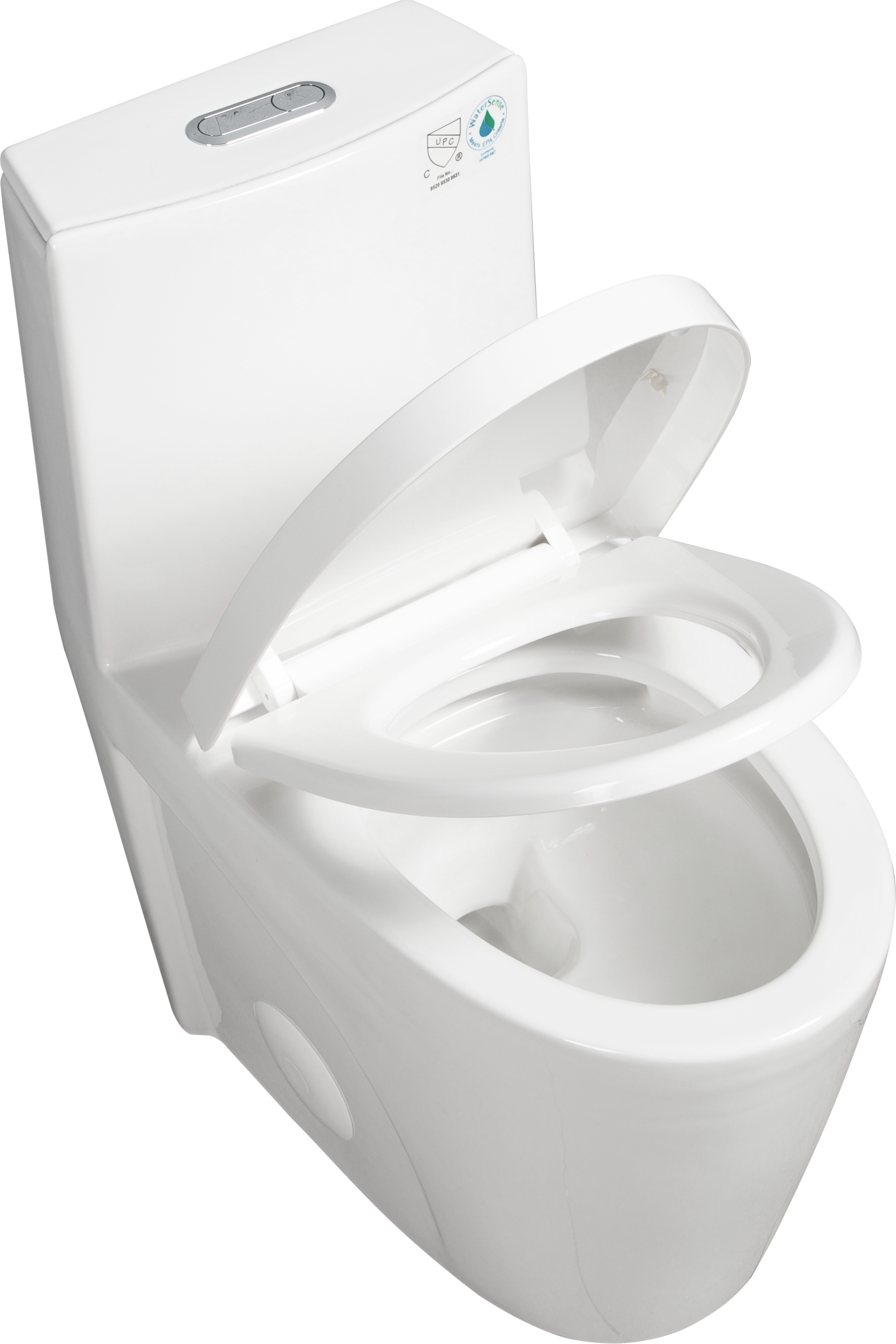 One-Piece Toilet, 1.1/1.60 GPF Water-Efficient Dual-Flush Elongated Comfort Height Floor Mounted, Standard-Size Toilet with Soft Closing Seat Included, Glossy White 24T01-GW