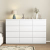 12-drawer double dresser in white wood, front view