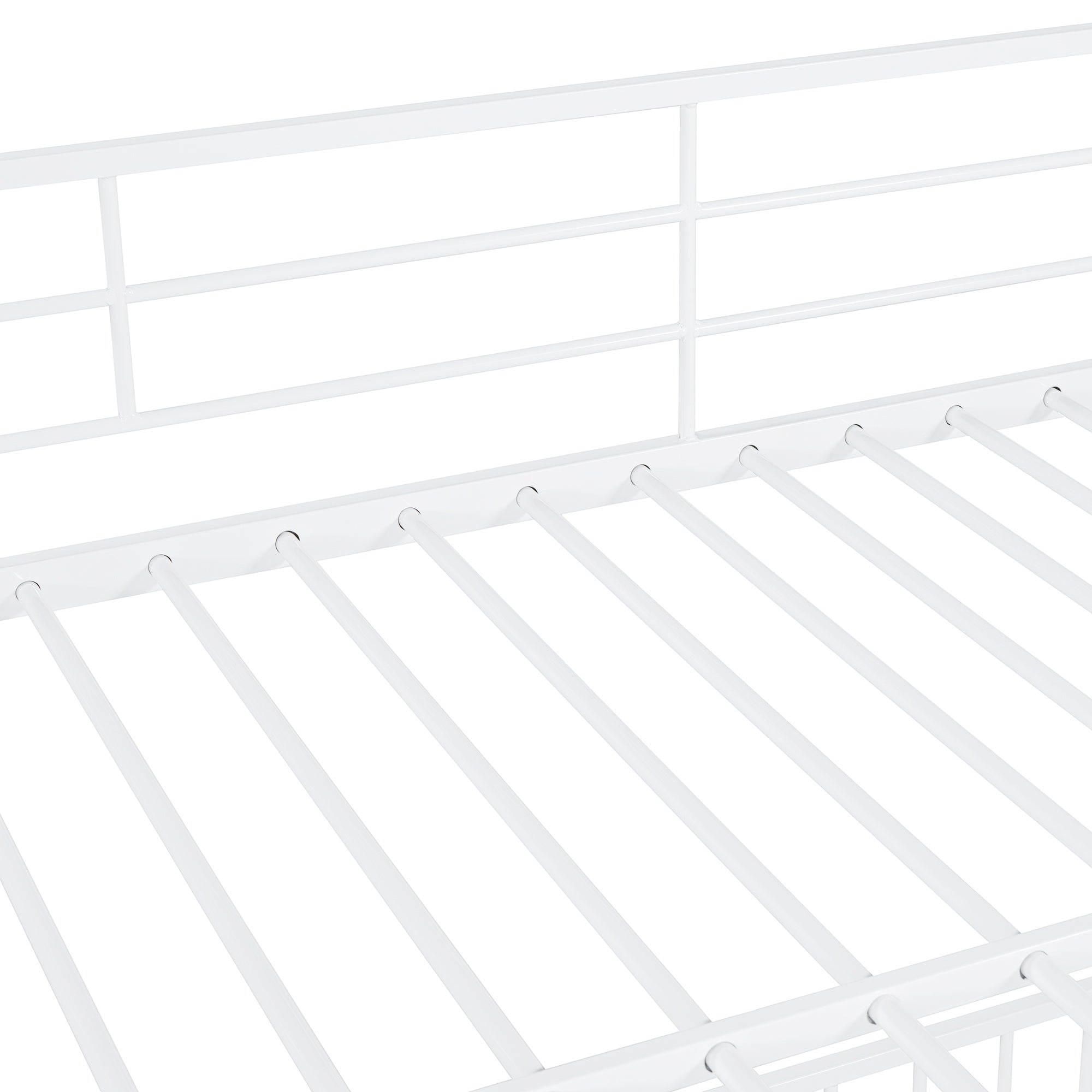 Full over Full Size Metal Bunk Bed with Slide and Guardrails, White