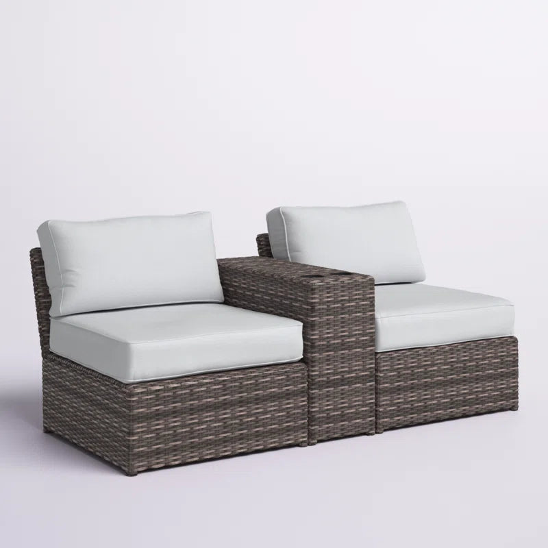 Fully Assembled 2-Person Wicker Seating Set with Cushions