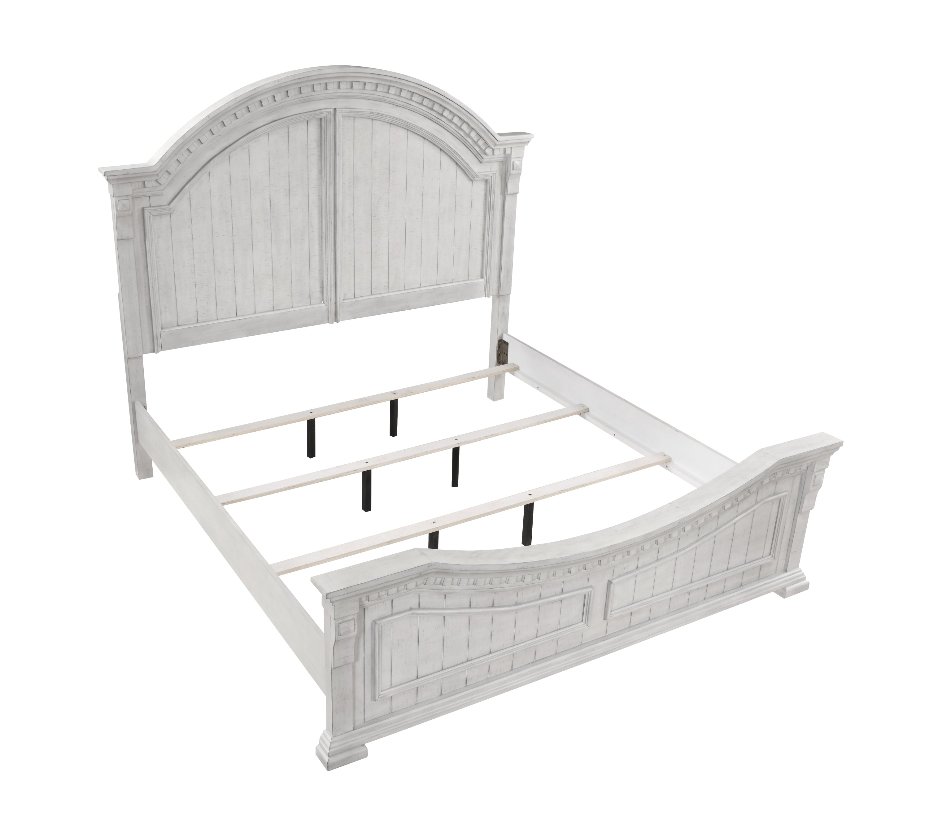 Transitional Style King Bed Made with Wood in Antique white