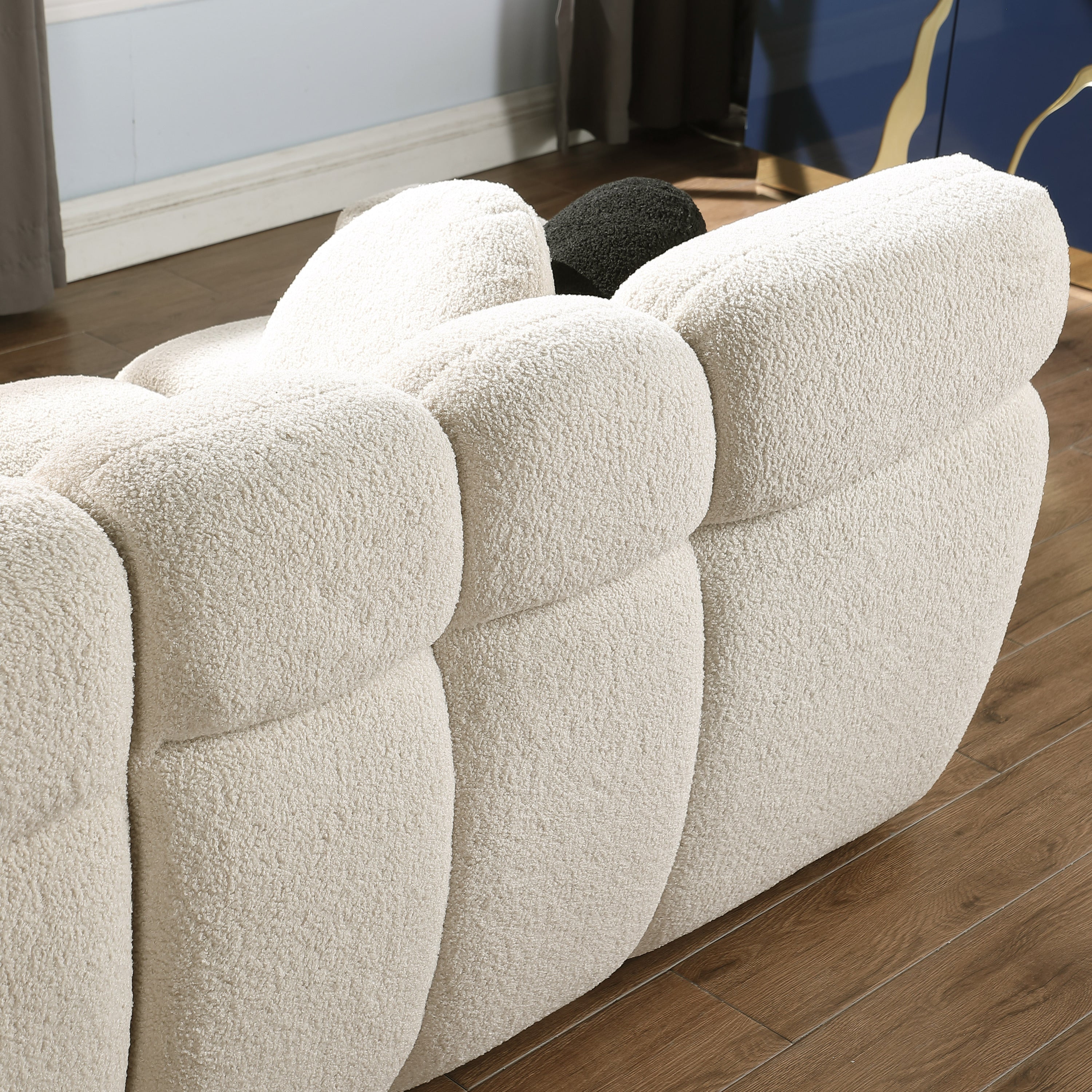 87.4 length ,35.83" deepth ,human body structure for USA people,  marshmallow sofa,boucle sofa ,3 seater, BEIGE  BOUCLE