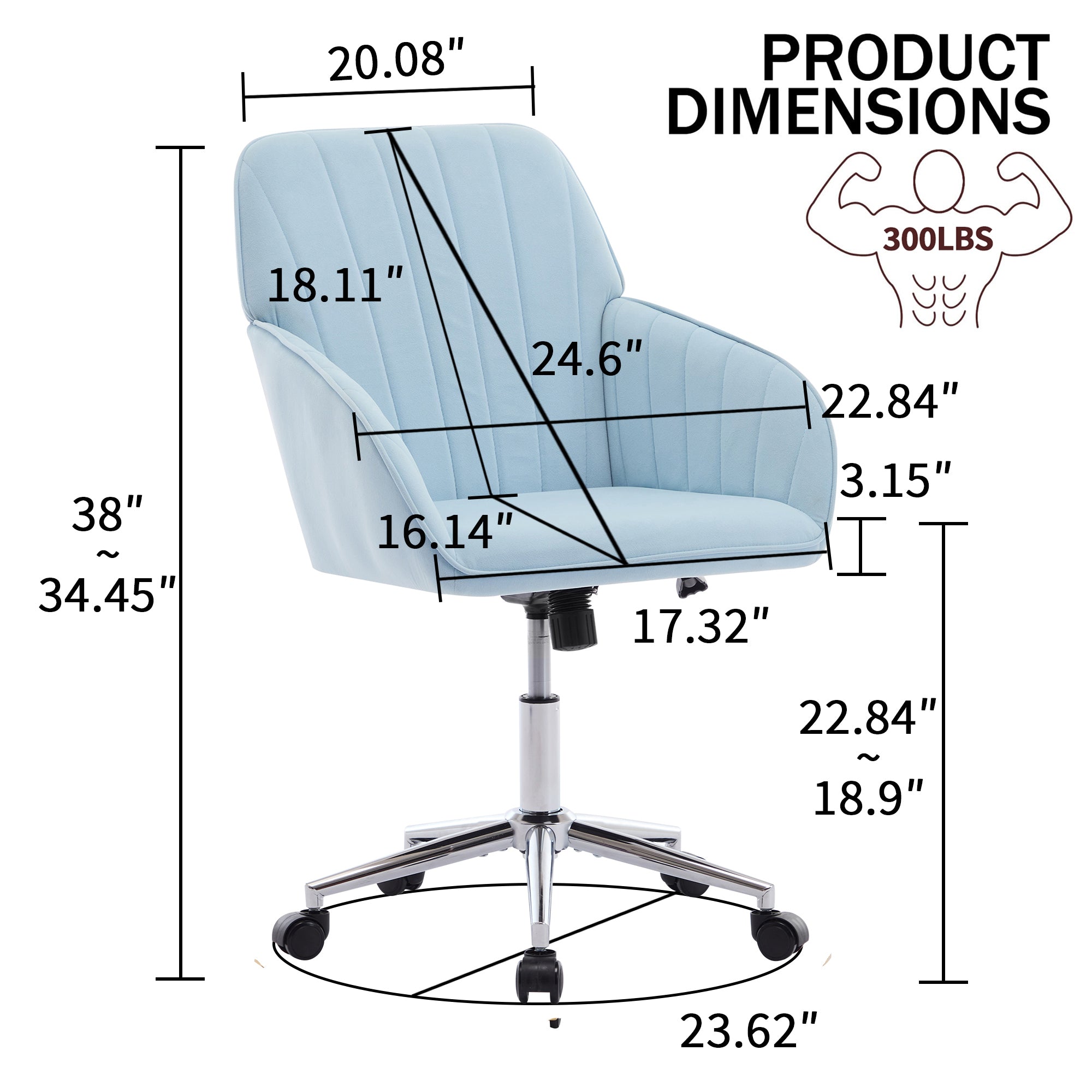 TY Adjustable Office Chair, Home Bedroom, Ergonomic Swivel Chair, Backrest Seat, Comfortable for Long Sitting