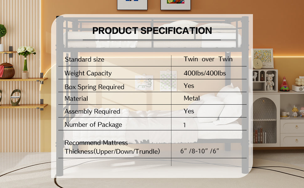 Twin Over Twin Convertible Metal Bunk Bed — supplier product image 2