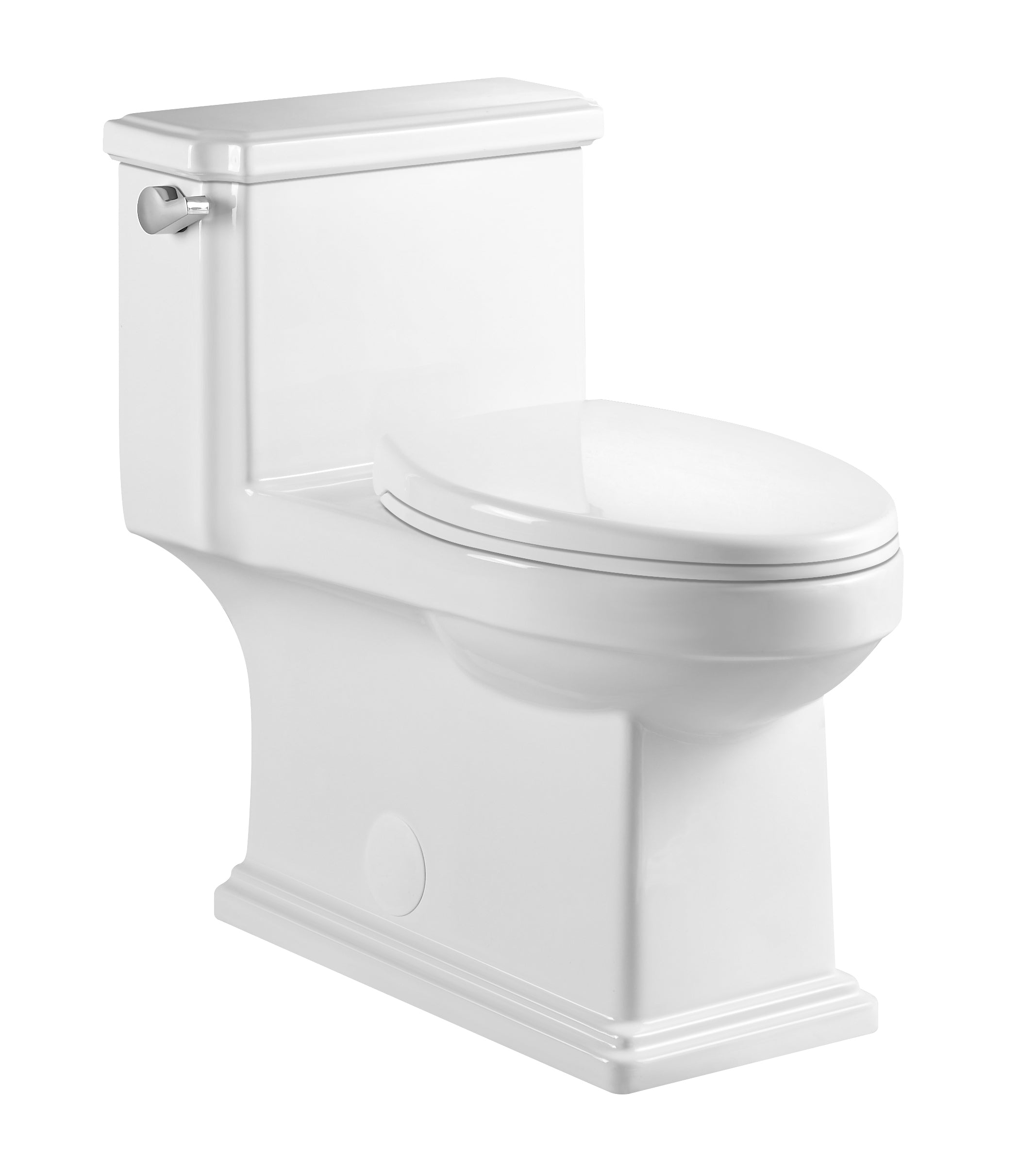 12 in. Rough In 1-Piece 1.28 GPF Single Flush Elongated Chair Toilet in Glossy White with Soft Close Seat