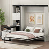 Full Size Murphy Bed with Desk and Storage Shelves and  Cabinets, Black+White