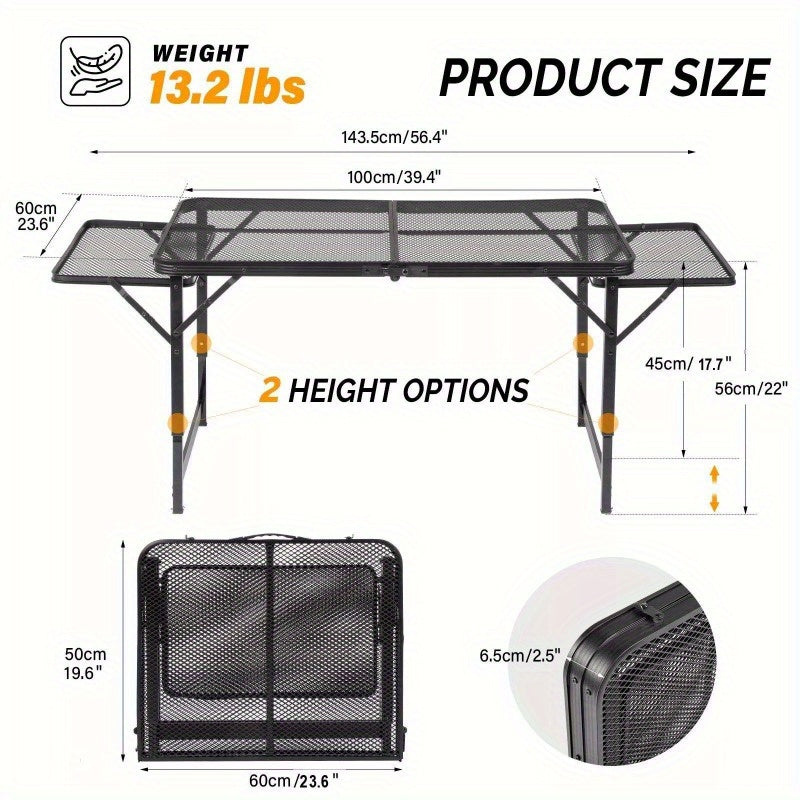 4.7 ft Portable Folding Grill Table, Outdoor Foldable Camping Table Easy to Carry