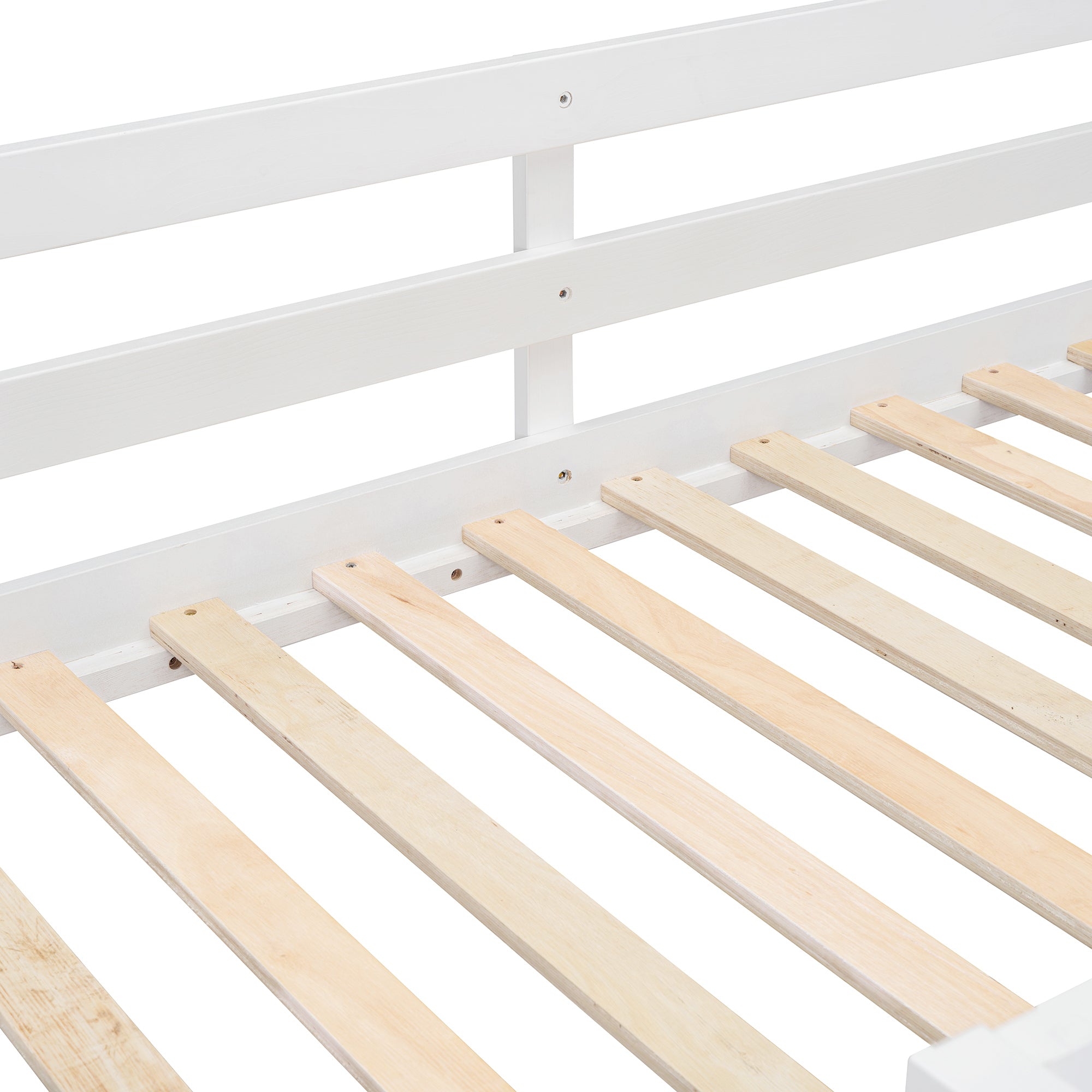 Twin over Twin Bunk Bed with 4 Drawers and 3 Shelves-White