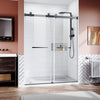 Frameless Sliding Shower Glass Door 56-60"W x 76"H,3/8"(10mm) Thick Clear Tempered Glass,Heavy Duty Stainless Steel Hardwares,Matte Black,Bypass Shower Enclosure