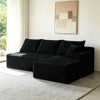 96-inch black plush fabric modular sectional sofa, full front view