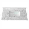 43"x22"Bathroom Vanity Top,sintered stone carra white Barthroom Vanity Sink Tops with Rectangular Undermount Ceramic Sink with Vanity Backsplash, singe Faucet Hole Bathroom Vanity Countertop