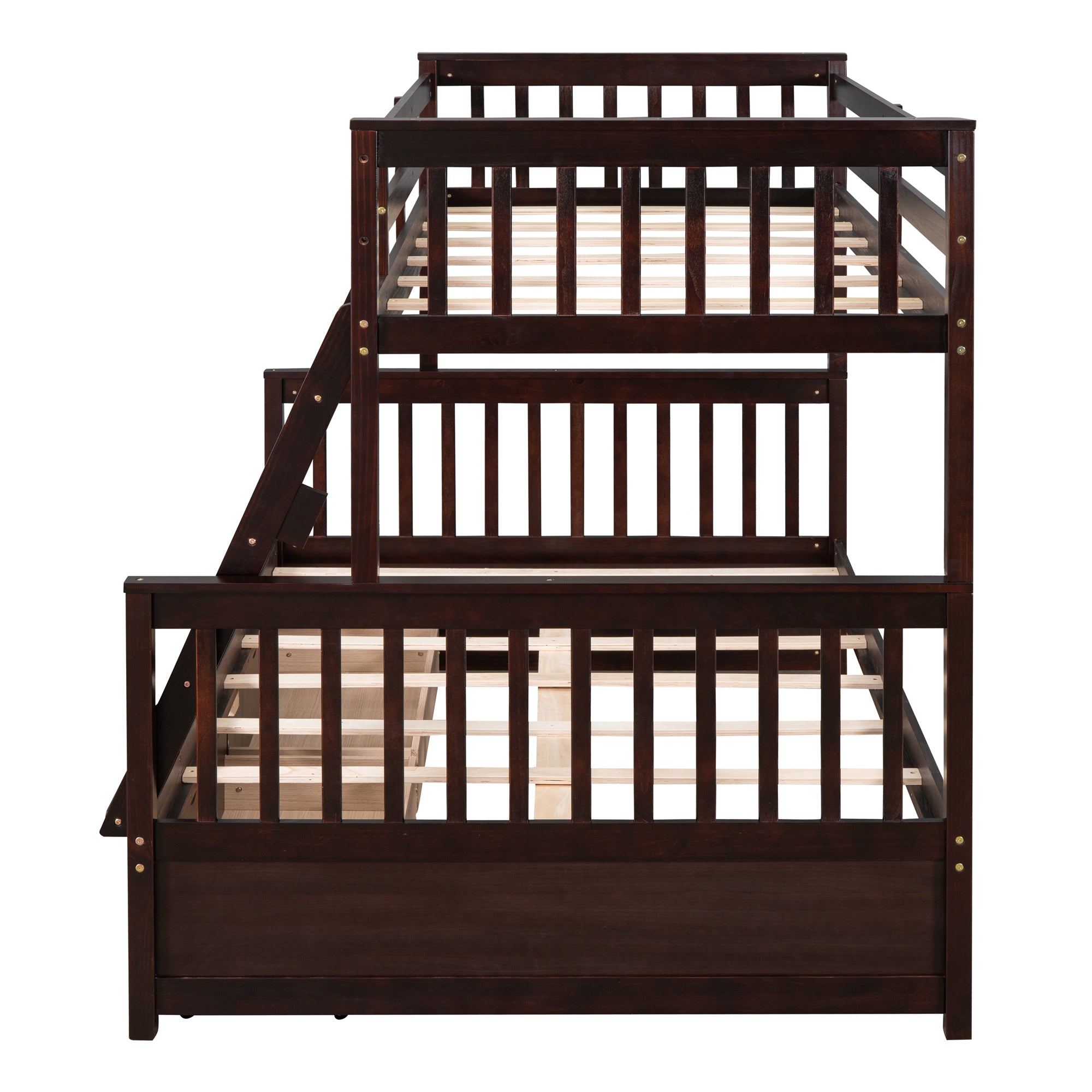 Twin-Over-Full Bunk Bed with Ladders and Two Storage Drawers(Espresso)(old sku:LT000165AAP)