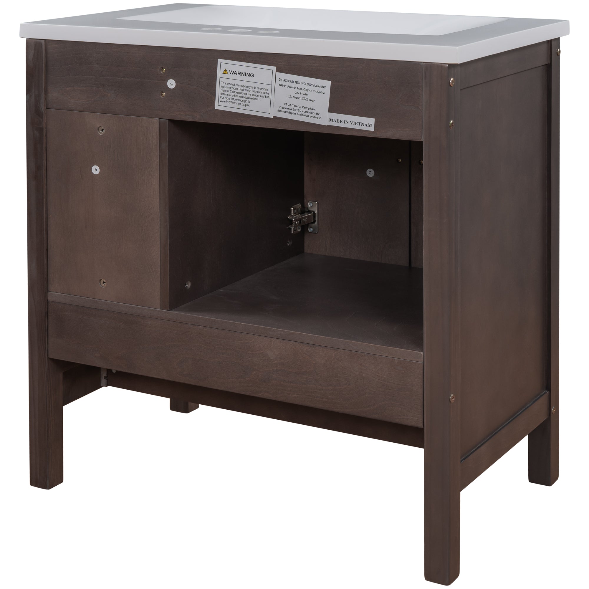 [VIDEO] 30" Bathroom Vanity with Sink, Bathroom Storage Cabinet with Doors and Drawers, Solid Wood Frame, Ceramic Sink, Brown (OLD SKU: JL000002AAD)