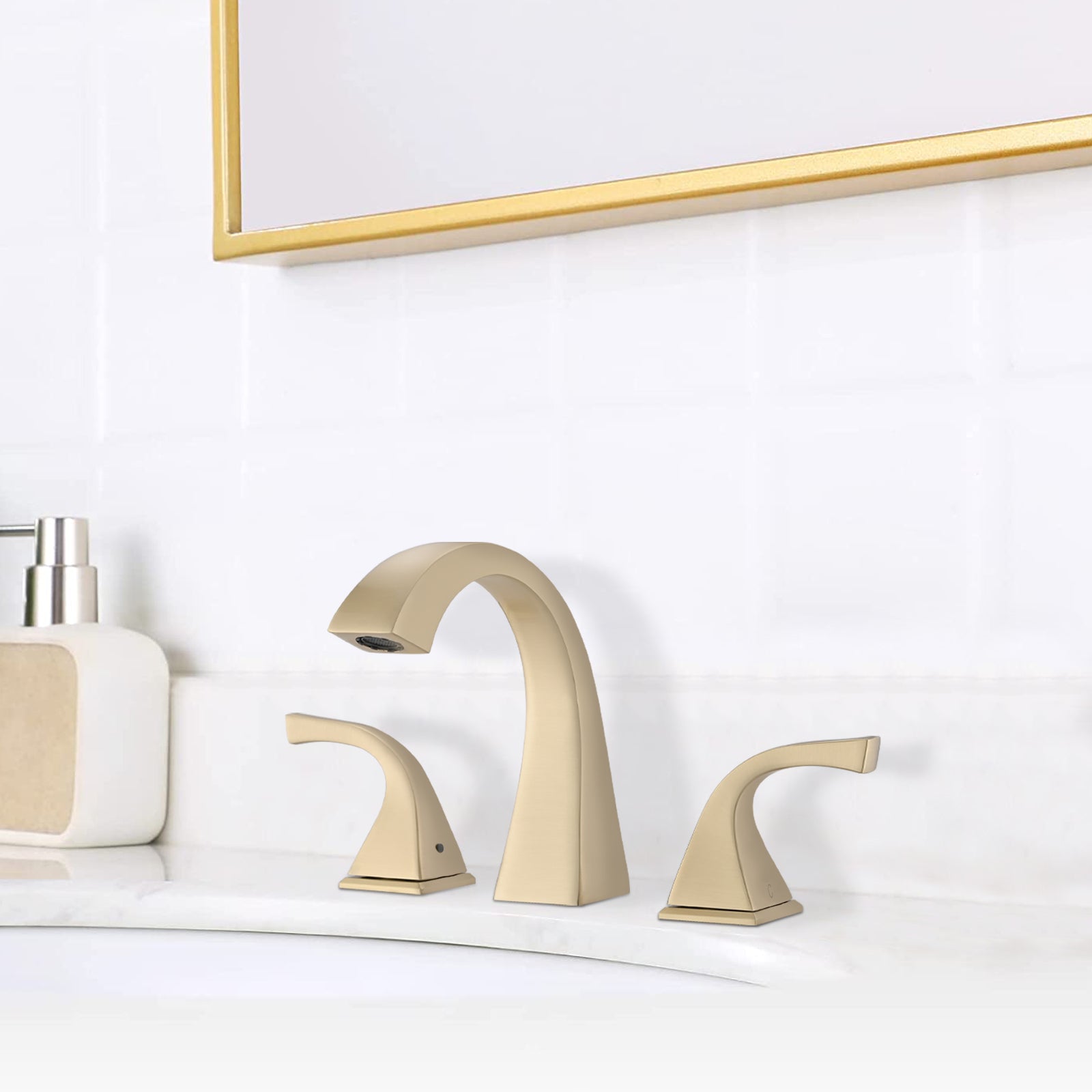 2-Handle Bathroom Sink Faucet with Drain, Brushed Gold