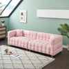 Charming 102-Inch Pink Teddy Fleece Sofa for Living Room, Bedroom, or Apartment - Includes Two Chic Throw Pillows & Sturdily Supported by Hardware Feet