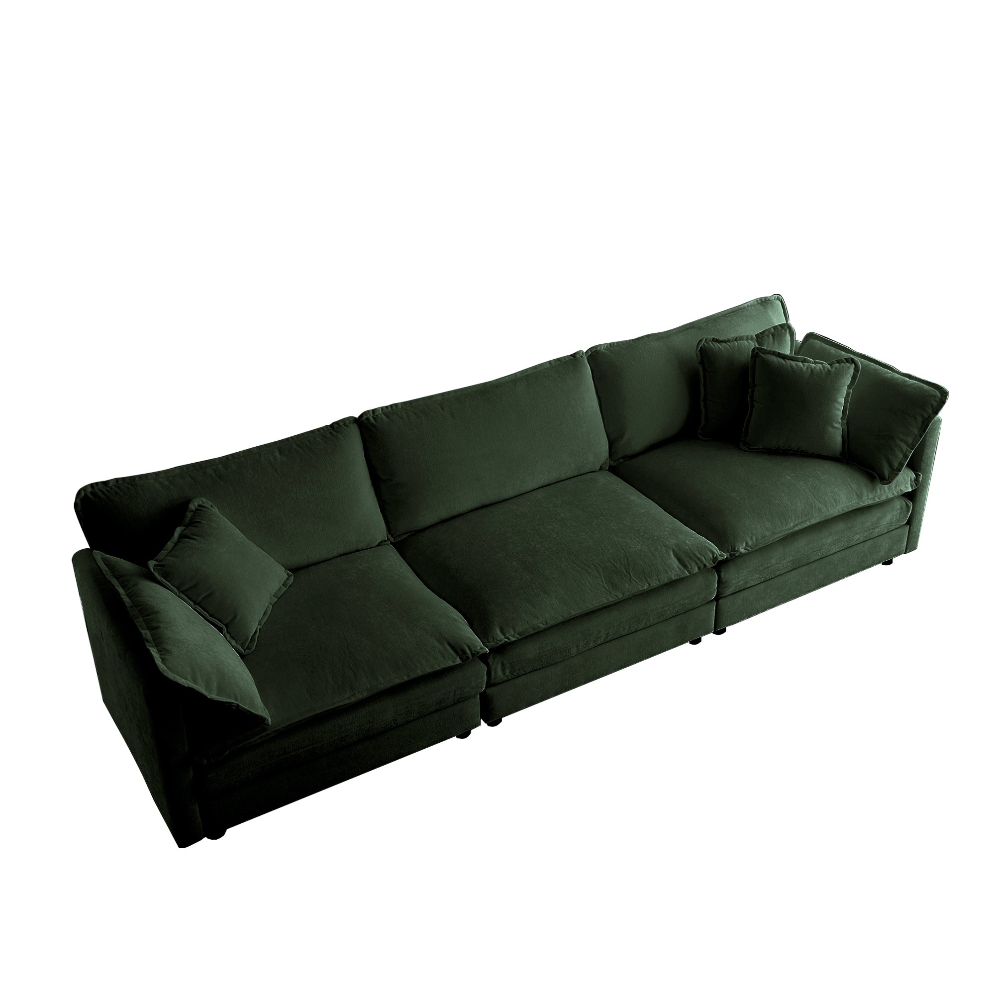 Free Combination Comfy Upholstery Modular Oversized L Shaped Sectional Sofa With Reversible Ottoman, Green Chenille