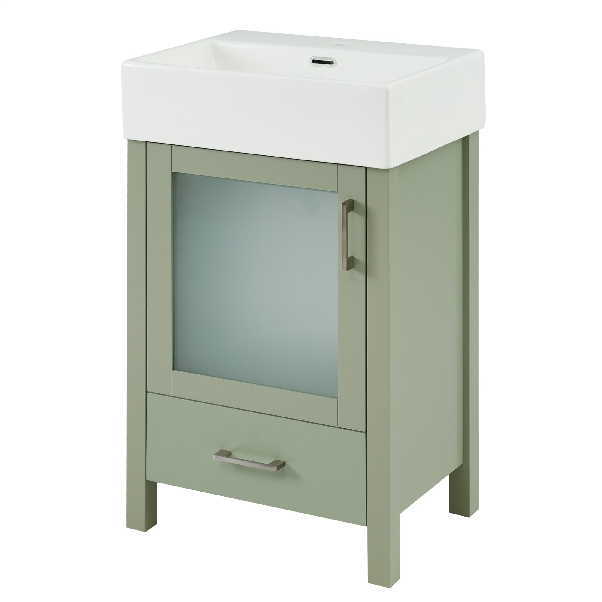 20-Inch bathroom vanity with ceramic sink and ample storage - ideal for small bathrooms