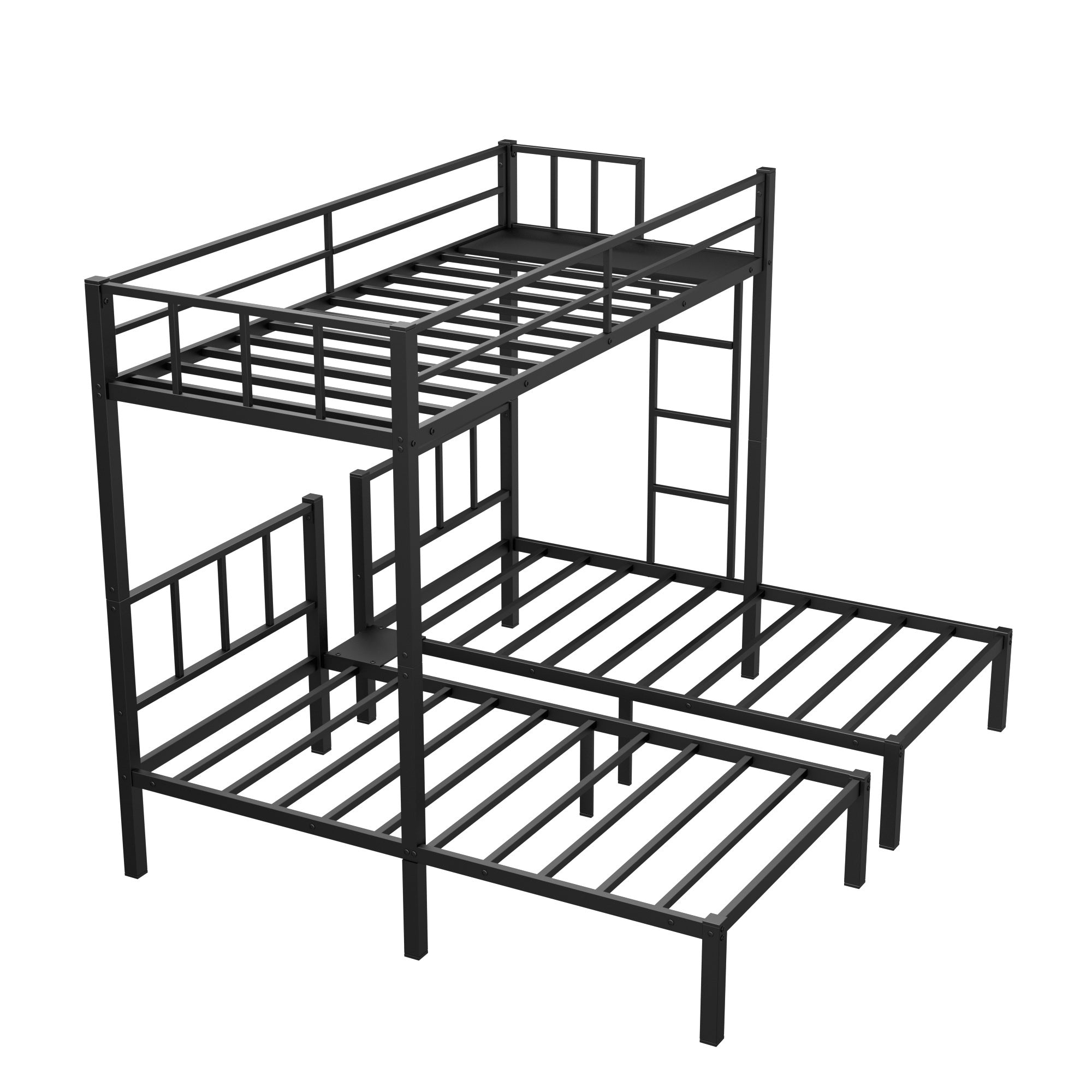 Twin over Twin & Twin Bunk Beds for 3, Twin XL over Twin & Twin Bunk Bed Metal Triple Bunk Bed, Black(Pre-sale date: February 8th.)