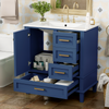 30" Bathroom Vanity , Modern Bathroom Cabinet with Sink Combo Set, Bathroom Storage Cabinet with a Soft Closing Door and 3 Drawers, Solid Wood Frame(Blue)