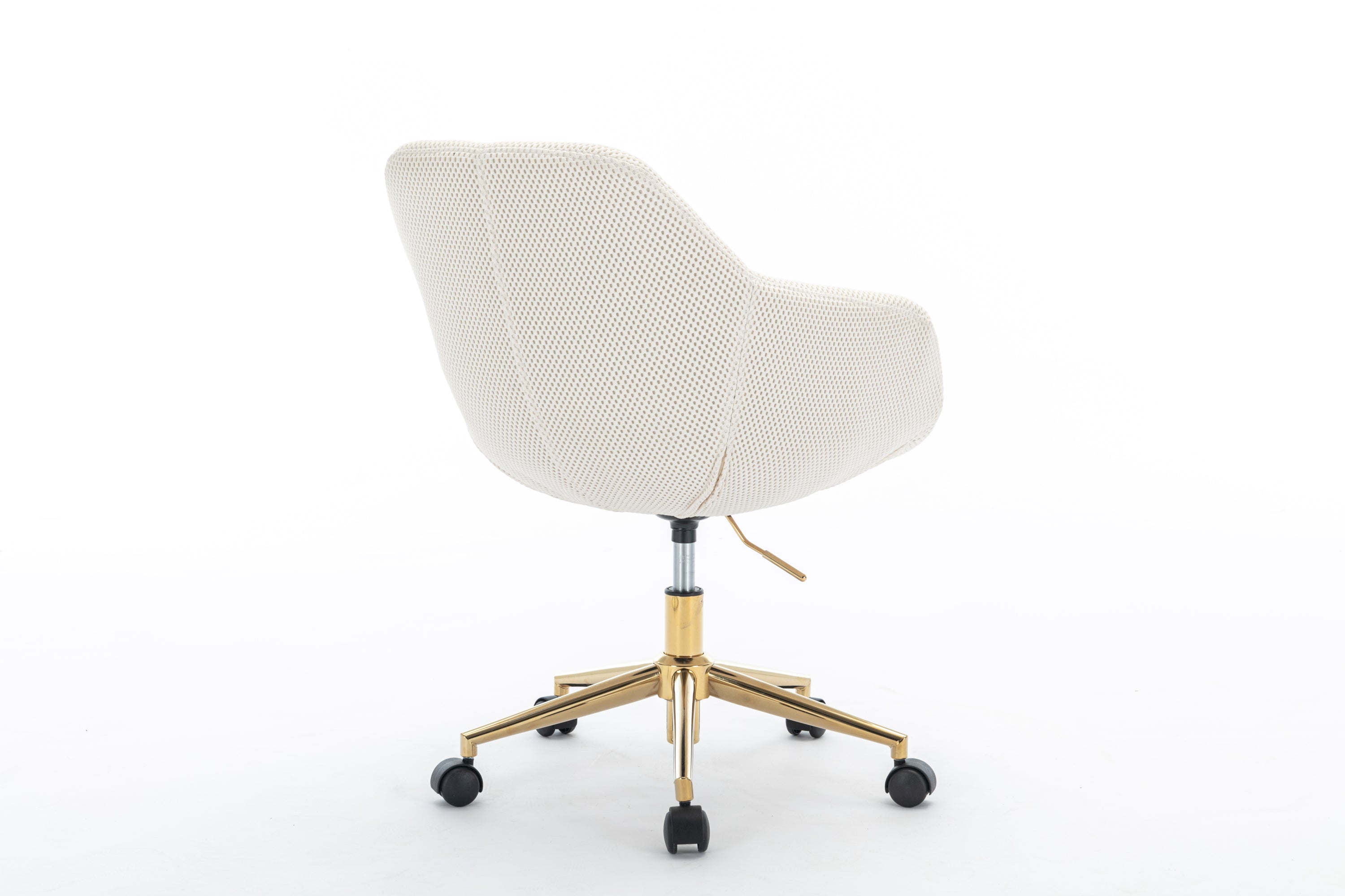 046-Mesh Fabric Home Office 360°Swivel Chair Adjustable Height With Gold Metal Base,Beige