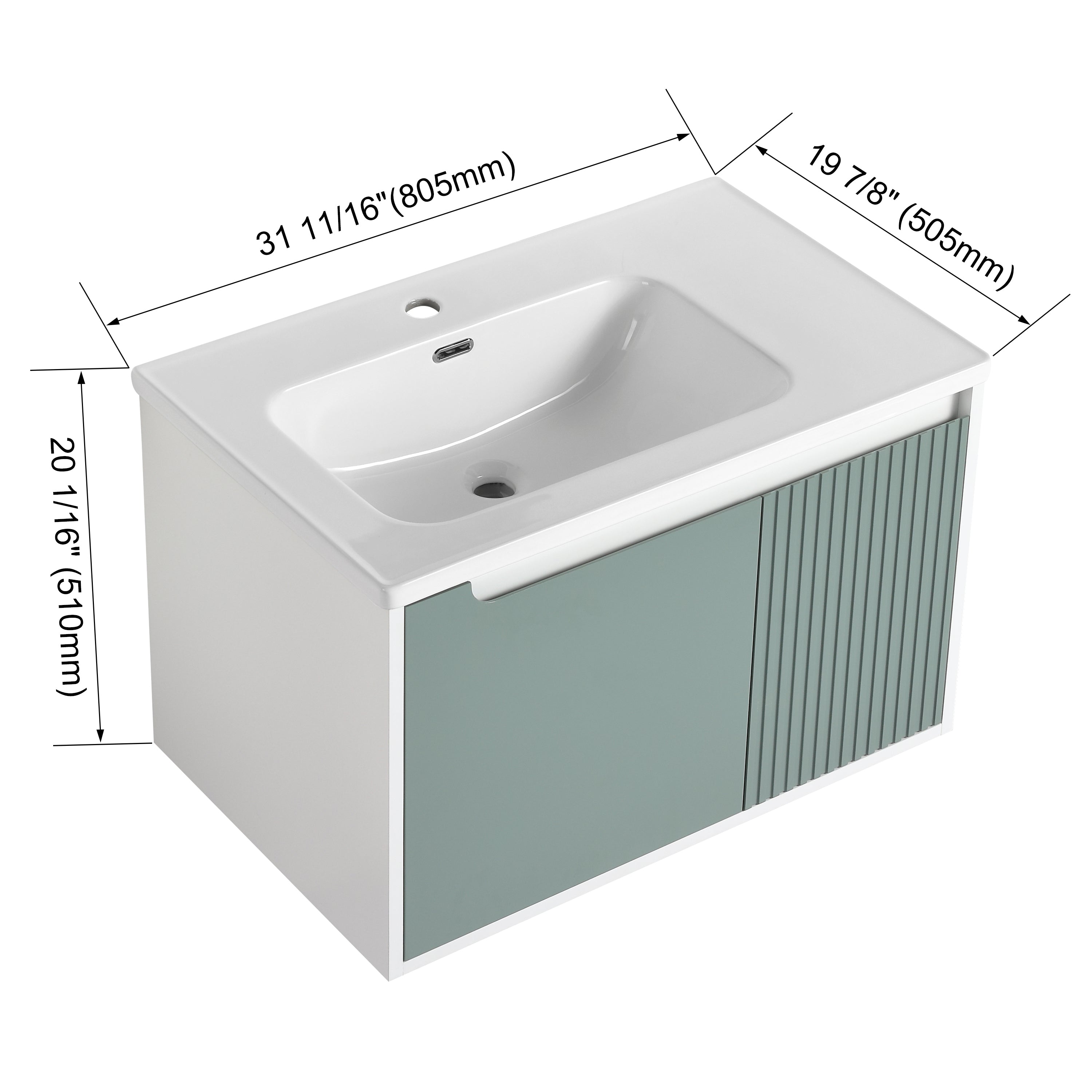 Floating Bathroom Vanity with Sink 32 Inch for  Bathroom, Bathroom Vanity with Soft Close Door,