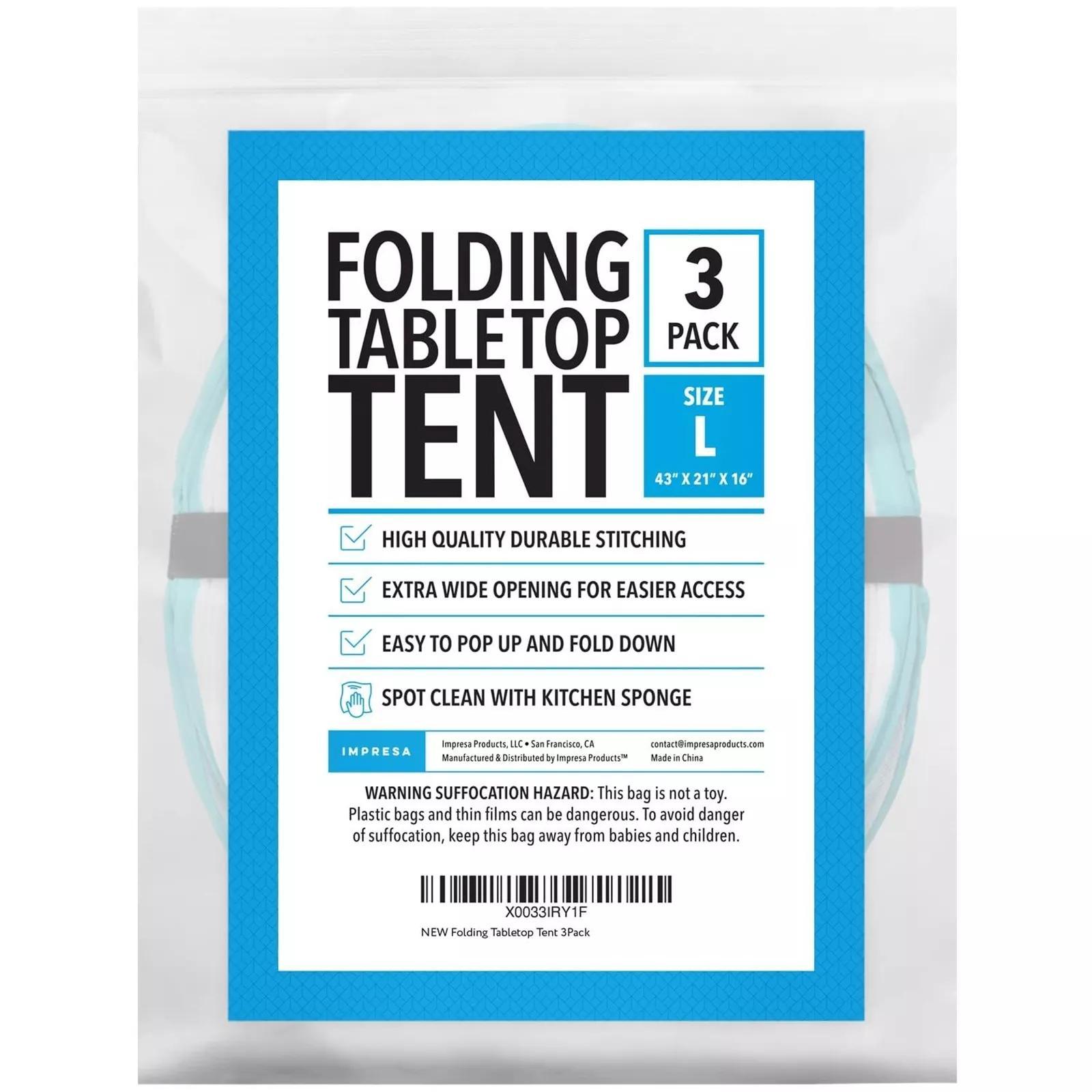 3-Pack Extra Large Folding Mesh Food Tent – Tabletop with Easy Access Opening