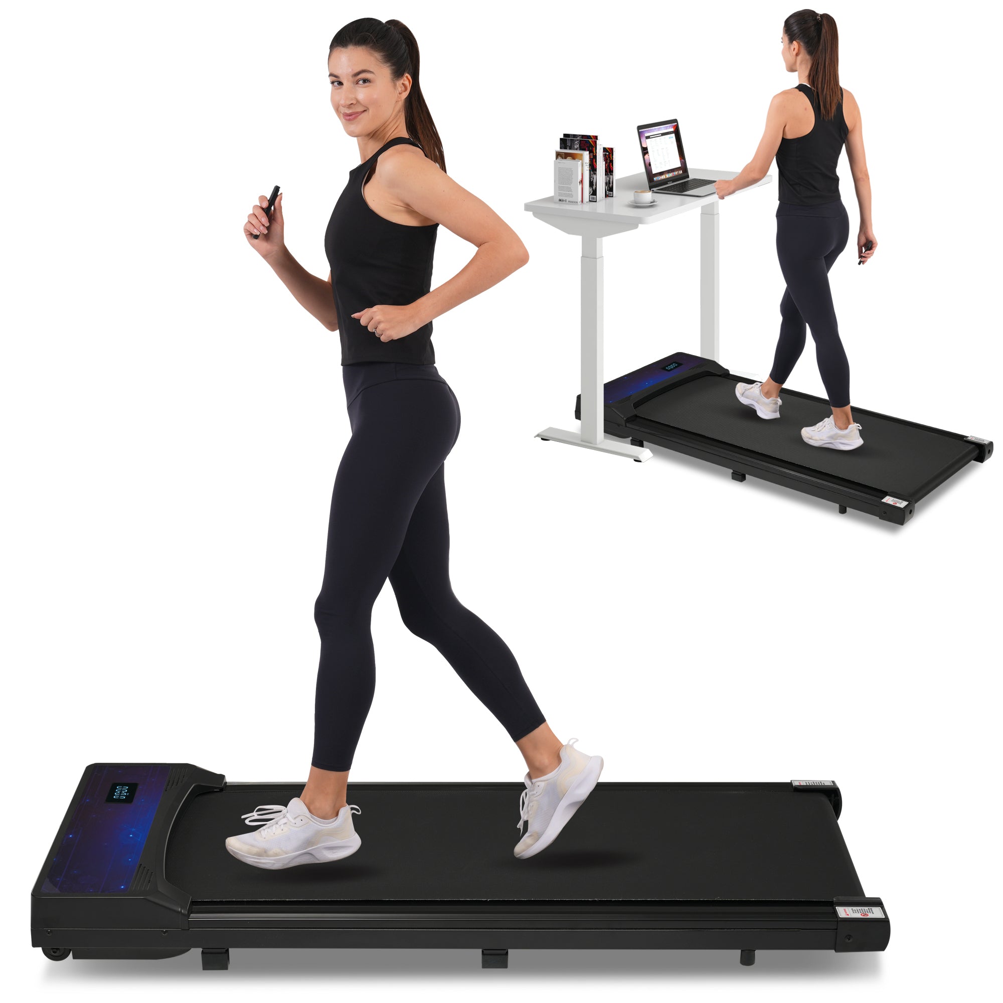 Walking Pad Under Desk Treadmill for Home Office -2.5HP Walking Treadmill 0.6-4MPH 300LBS Capacity Treadmill for Walking Running Remote Control Batteries