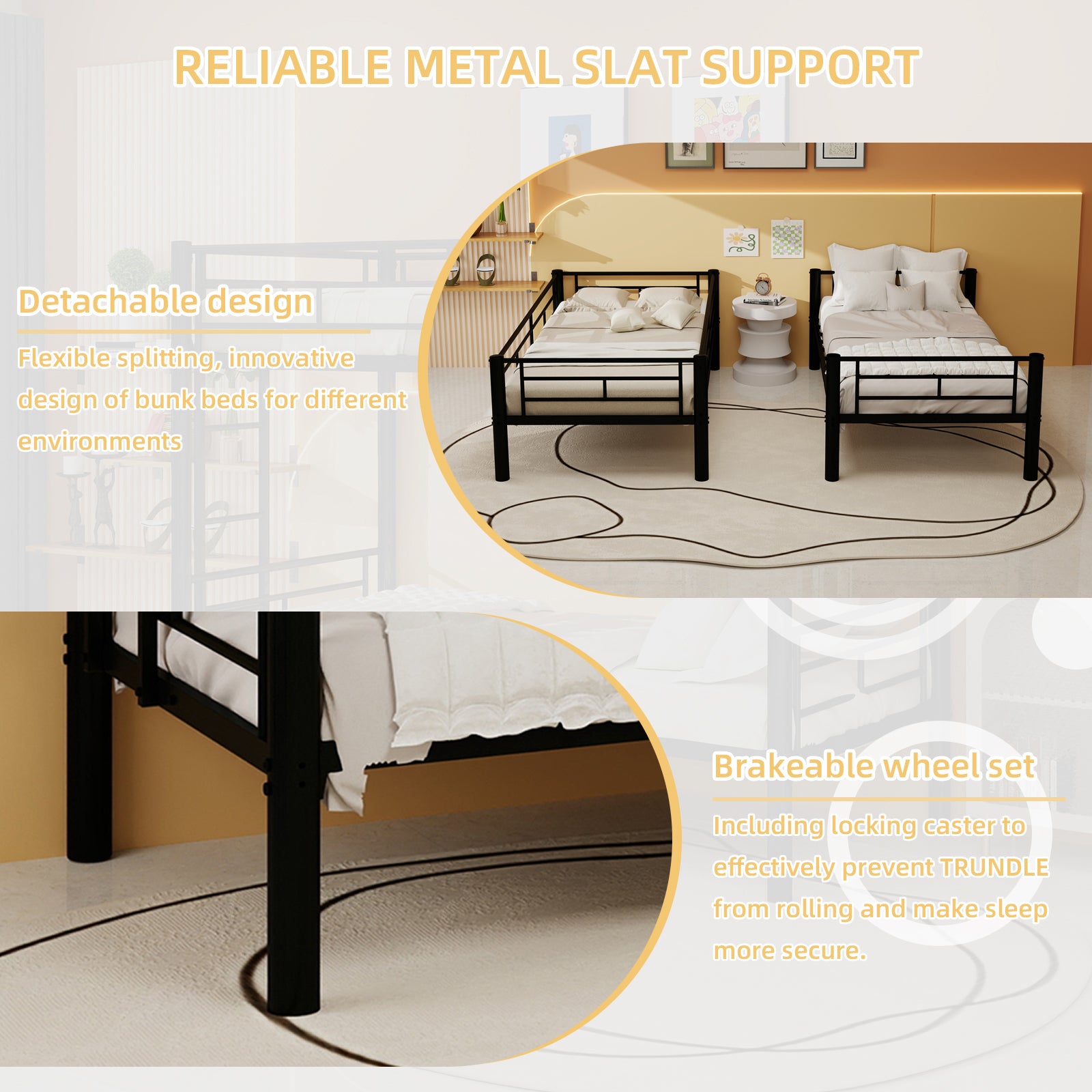 Twin Over Twin Convertible Metal Bunk Bed — supplier product image 7
