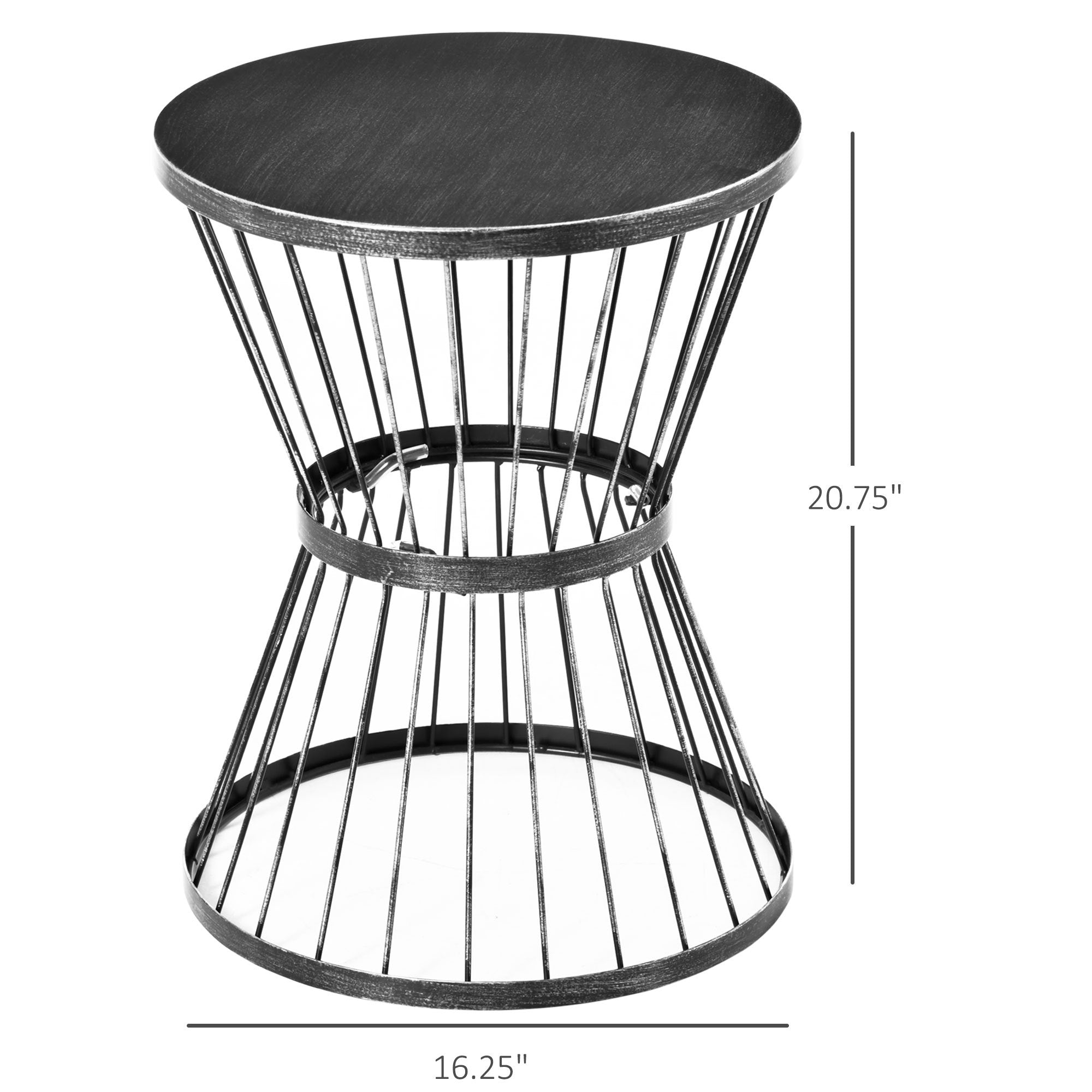 Outsunny 16" Steel Patio Side Table, Garden End Table with Hourglass Design, Accent Table for Outdoor and Indoor Use, Black