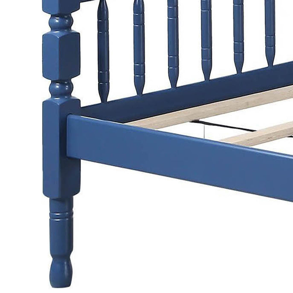 Blue Twin Over Twin Bunk Bed with Built-in Ladder