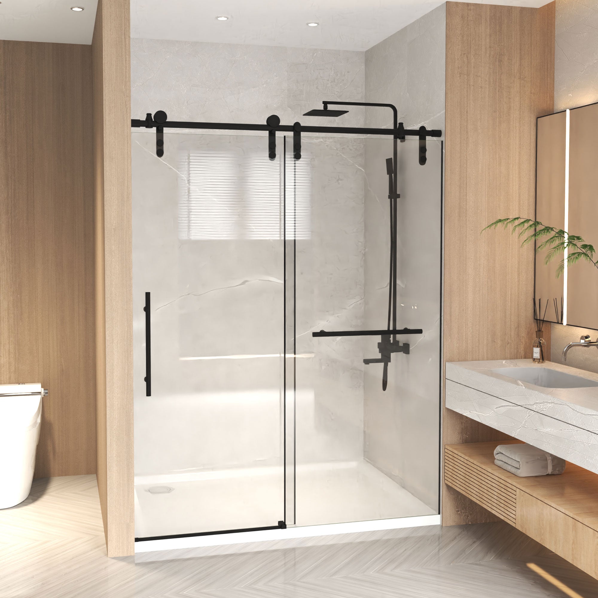 44-54 x 76 in Frameless Sliding Shower Door view 2